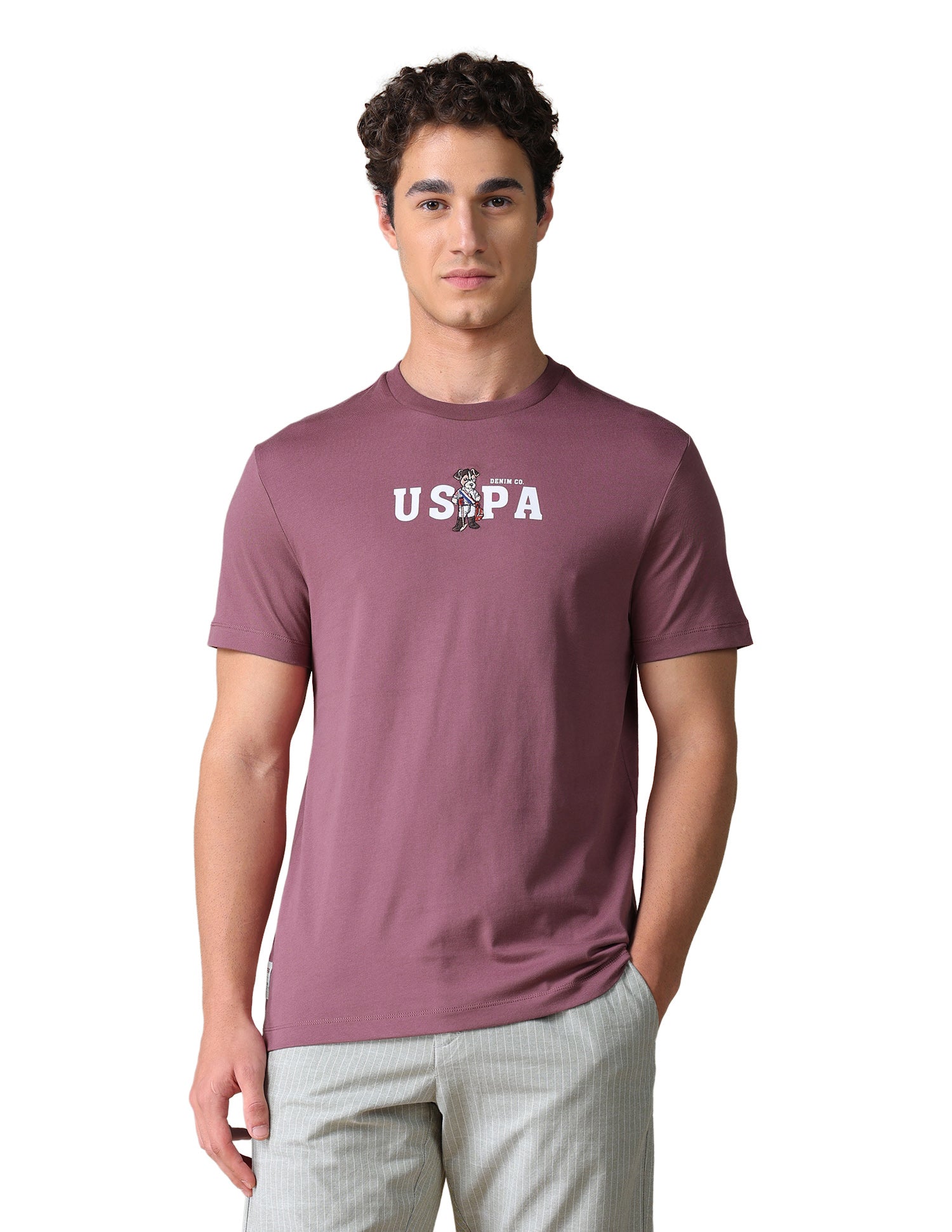 Graphic Printed Slim Fit T-Shirt Pink - U.S. Polo Assn. India | Large