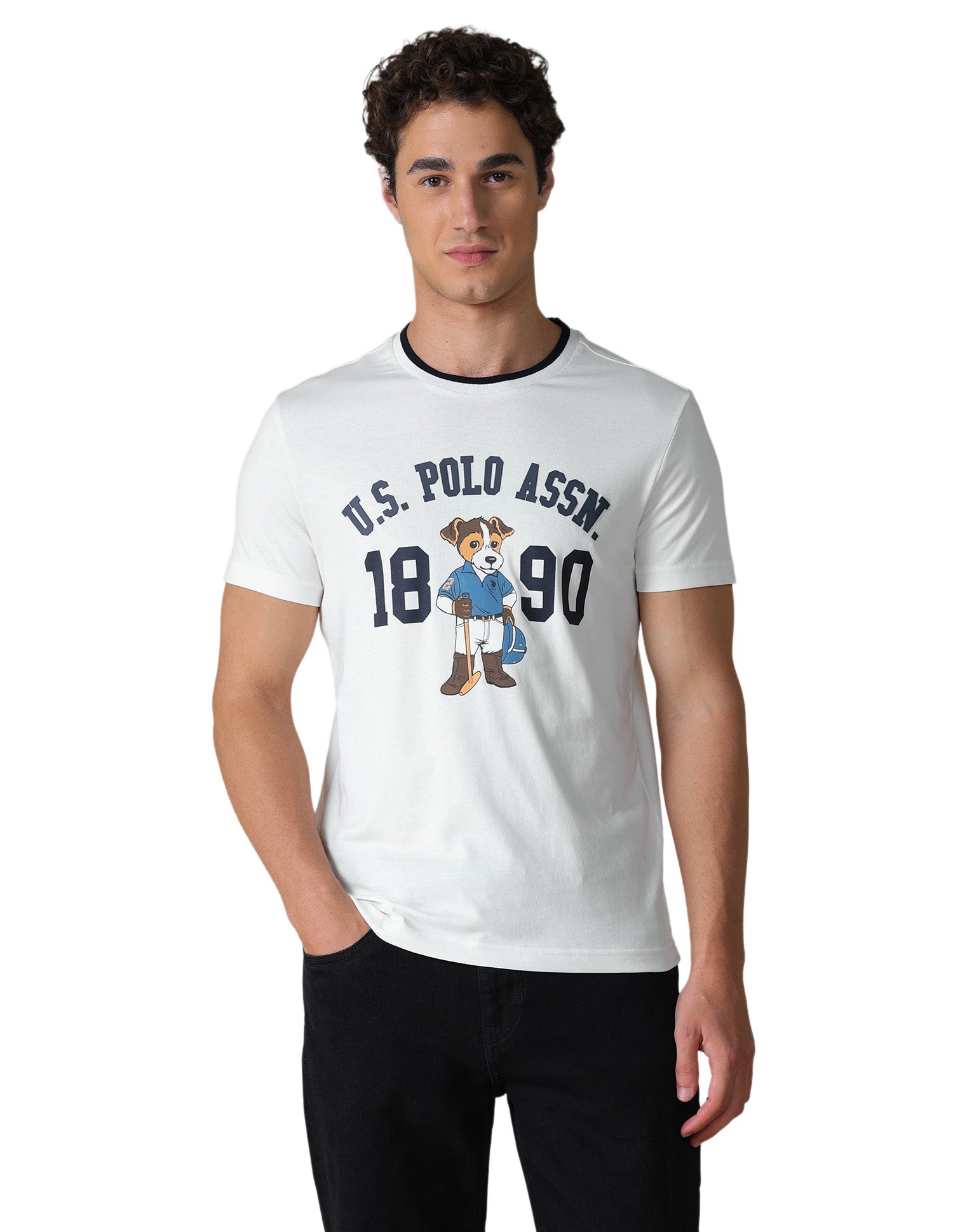 Graphic Brand Printed Slim Fit T-Shirt Ivory - U.S. Polo Assn. India | Large