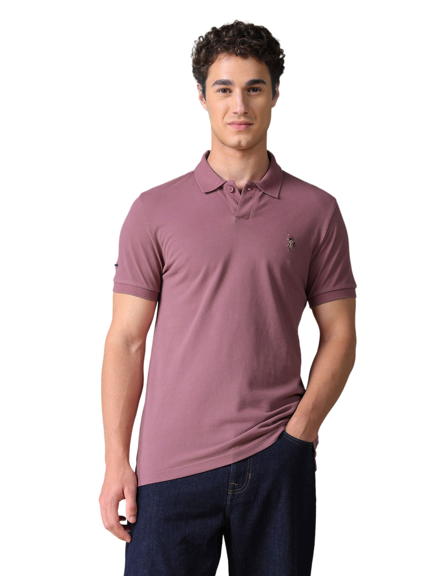 Solid Regular Fit Polo Shirt Pink - U.S. Polo Assn. India | Large
