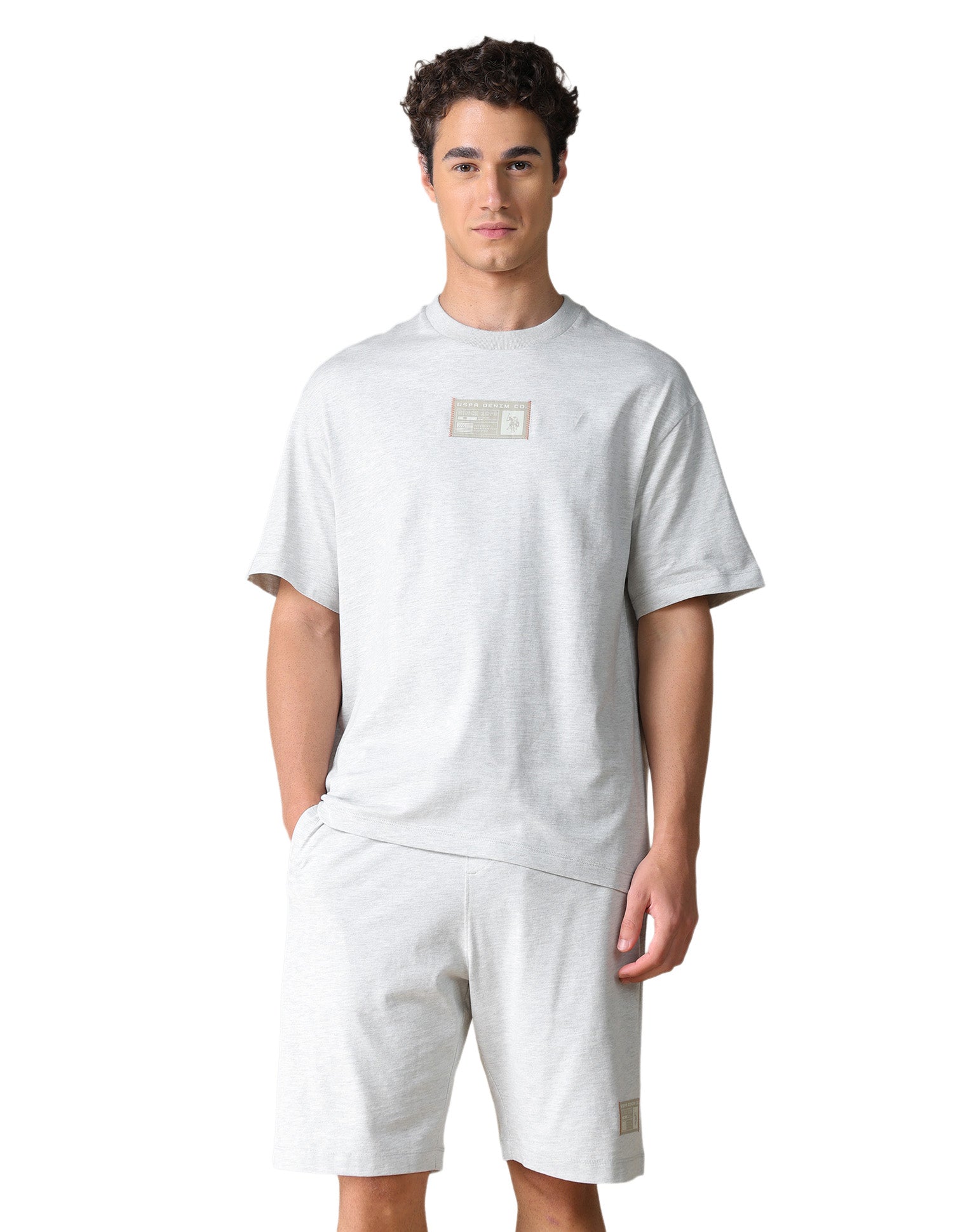 Heathered Relaxed Fit T-Shirt Ecru Melange - U.S. Polo Assn. India | Large