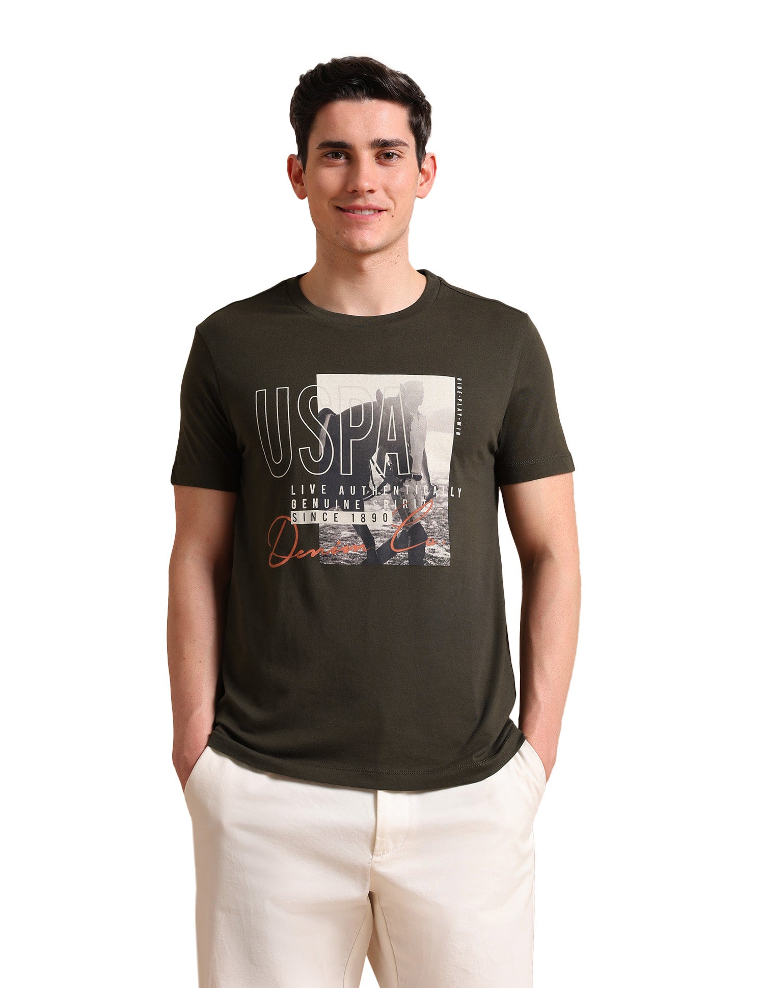 Photo Print T-Shirt Olive - U.S. POLO ASSN. | Large