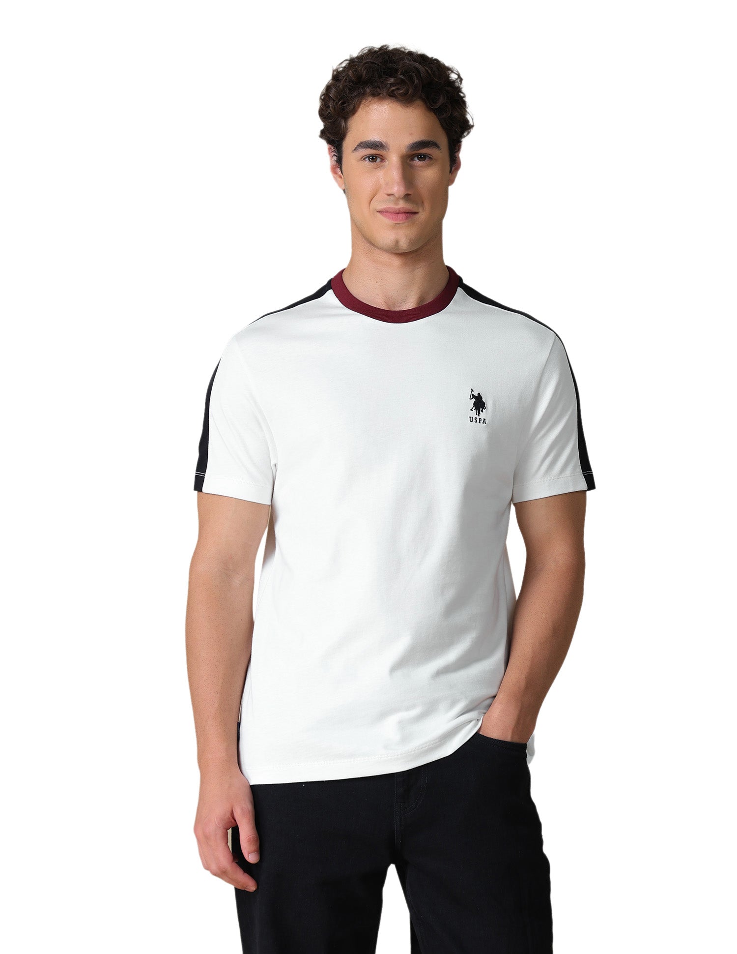 Solid Slim Fit T-Shirt Ivory - U.S. Polo Assn. India | Large