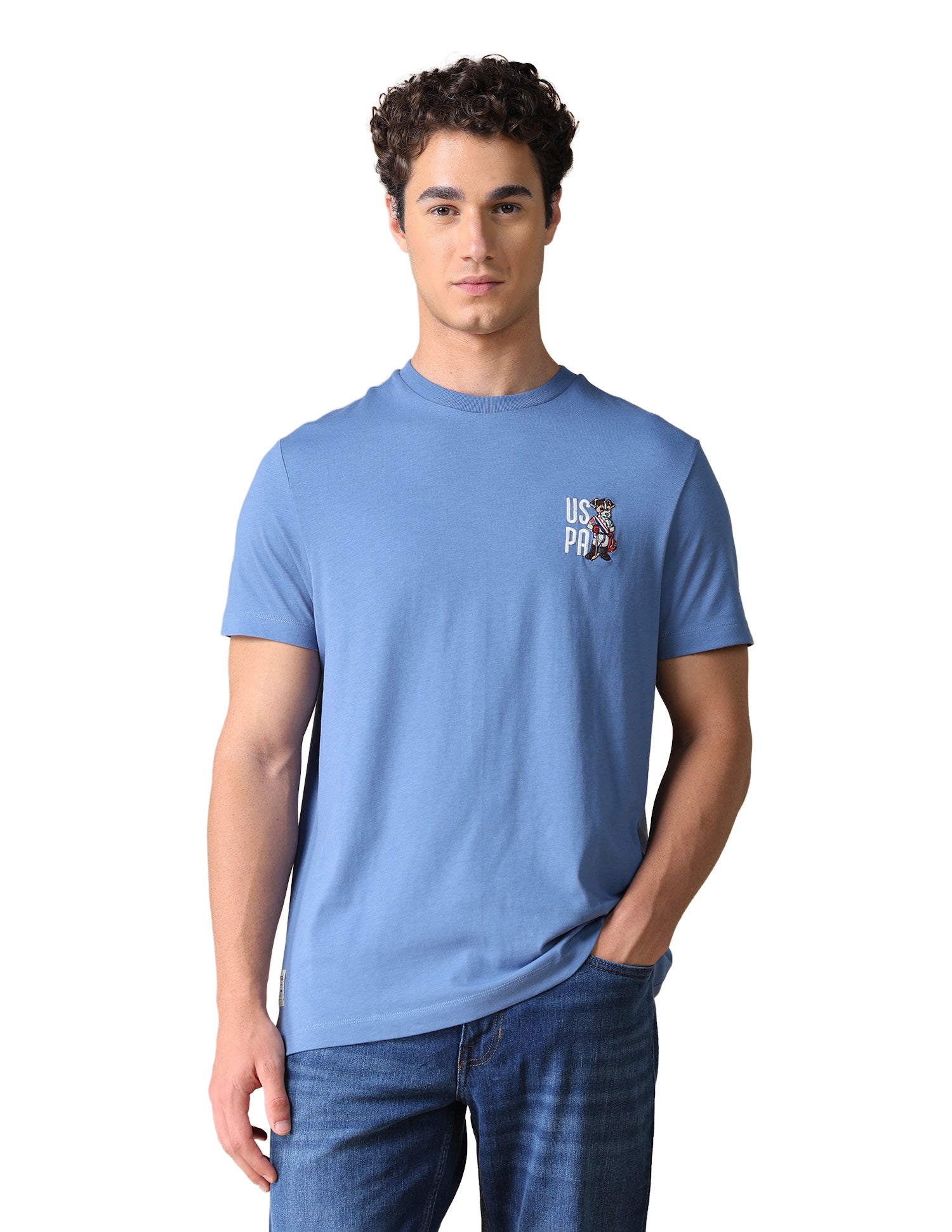 Graphic Brand Printed Slim Fit T-Shirt Blue - U.S. Polo Assn. India | Large