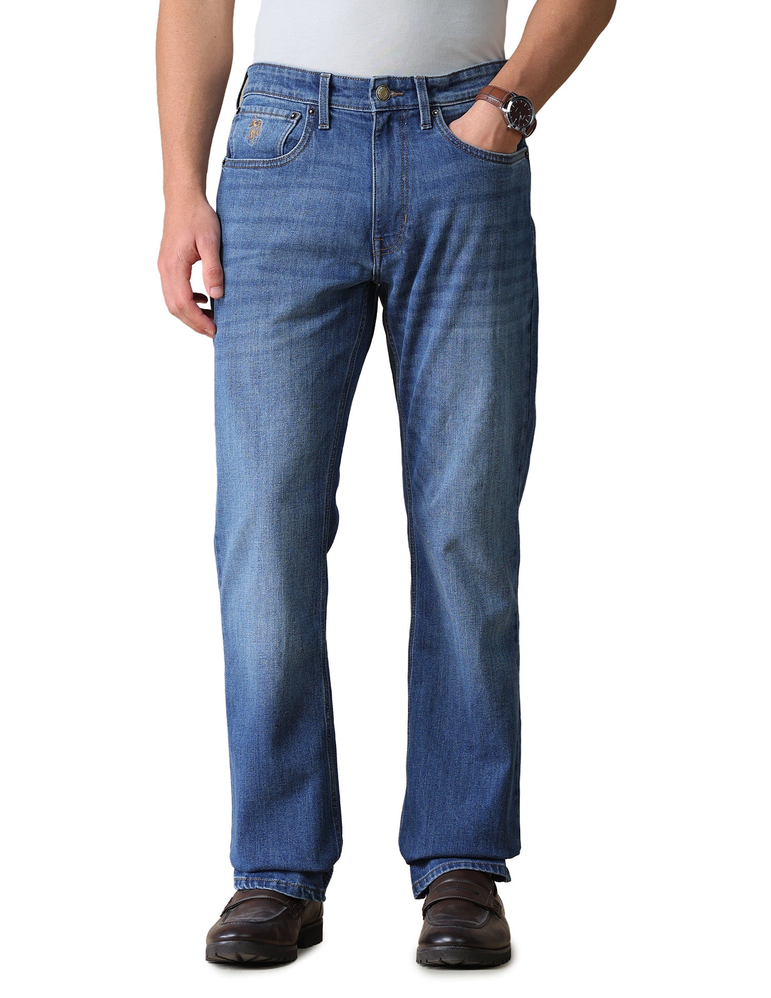 Connor Bootcut Fit Blue Jeans Mid Blue - U.S. Polo Assn. India | Large