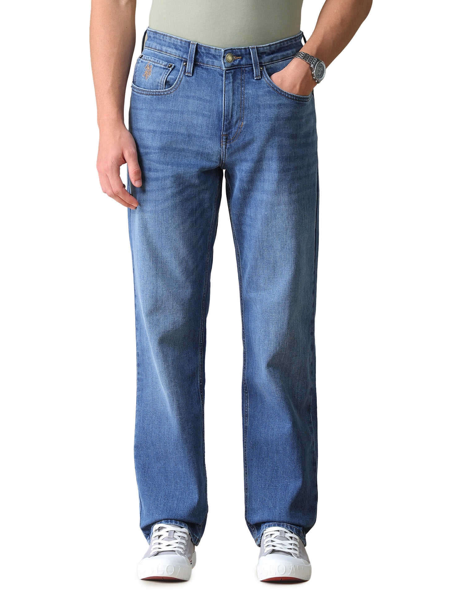 Shawn Relaxed Fit Blue Jeans Mid Blue - U.S. Polo Assn. India | Large
