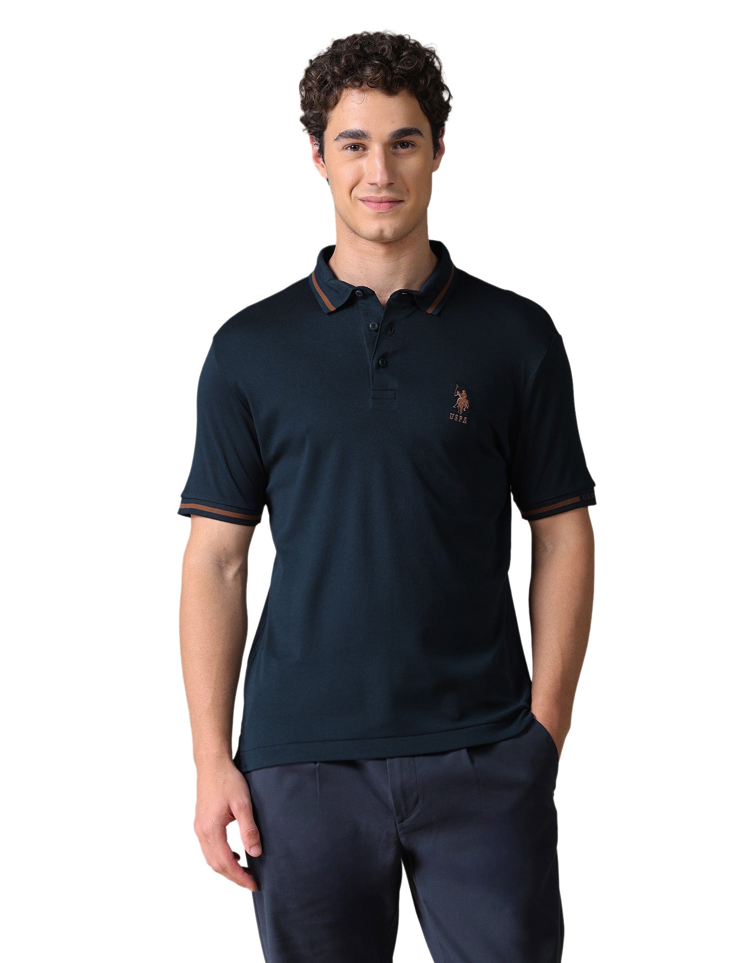 Solid Regular Fit Polo Shirt Navy - U.S. Polo Assn. India | Large