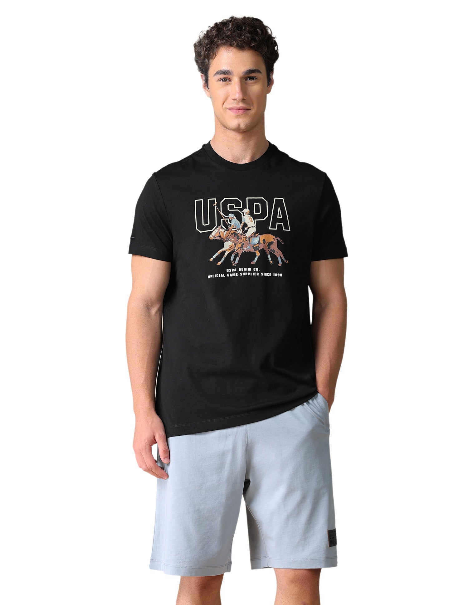 Graphic Printed Slim Fit T-Shirt Black - U.S. Polo Assn. India | Large