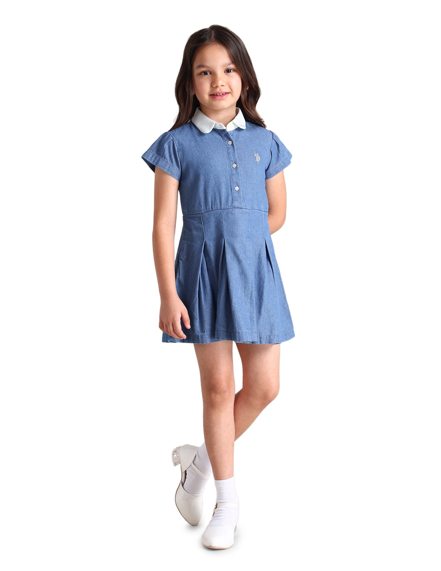 Girls Denim Shirt Dress Blue - U.S. Polo Assn. India | Large
