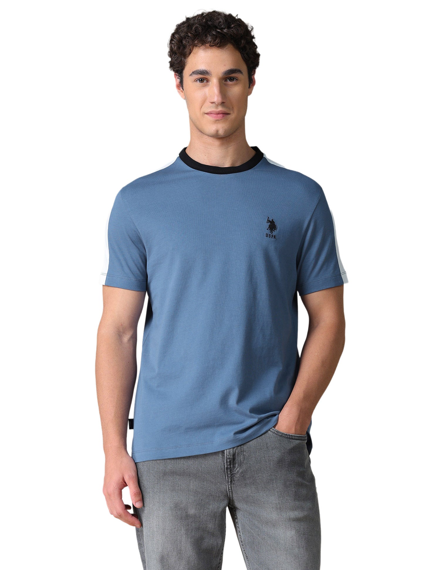 Solid Slim Fit T-Shirt Blue - U.S. Polo Assn. India | Large