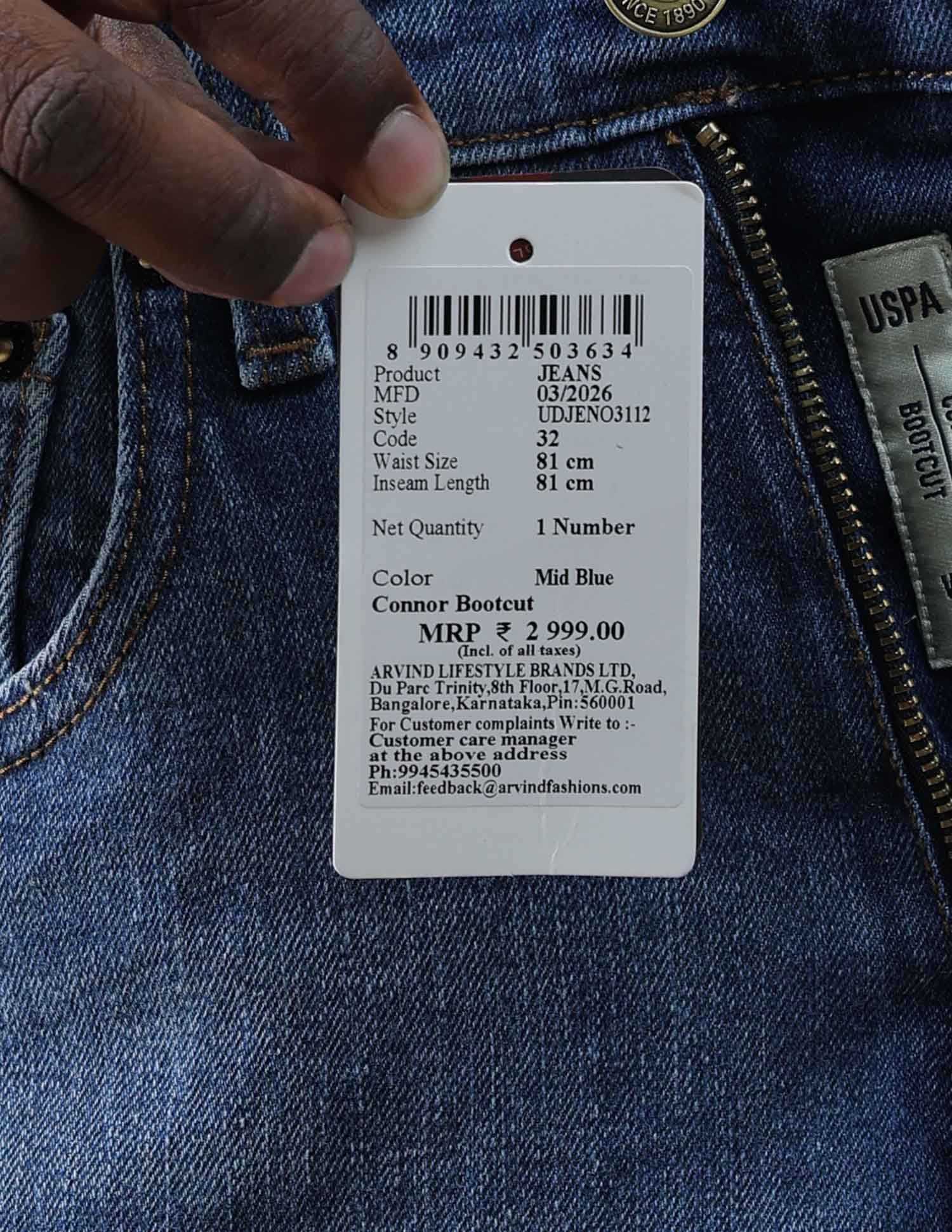 Connor Bootcut Fit Blue Jeans Mid Blue - U.S. Polo Assn. India | Large