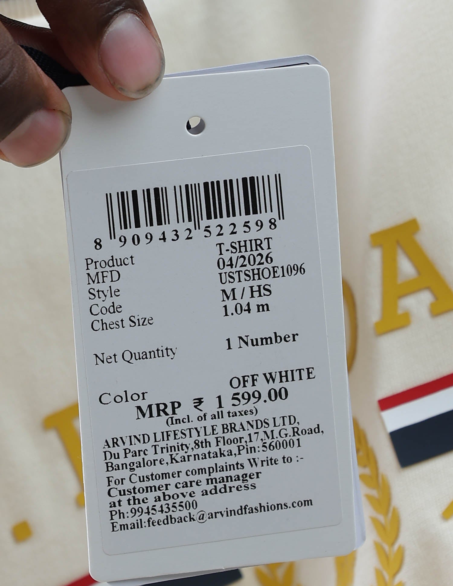 Brand Printed Slim Fit T-Shirt Off White - U.S. Polo Assn. India | Large