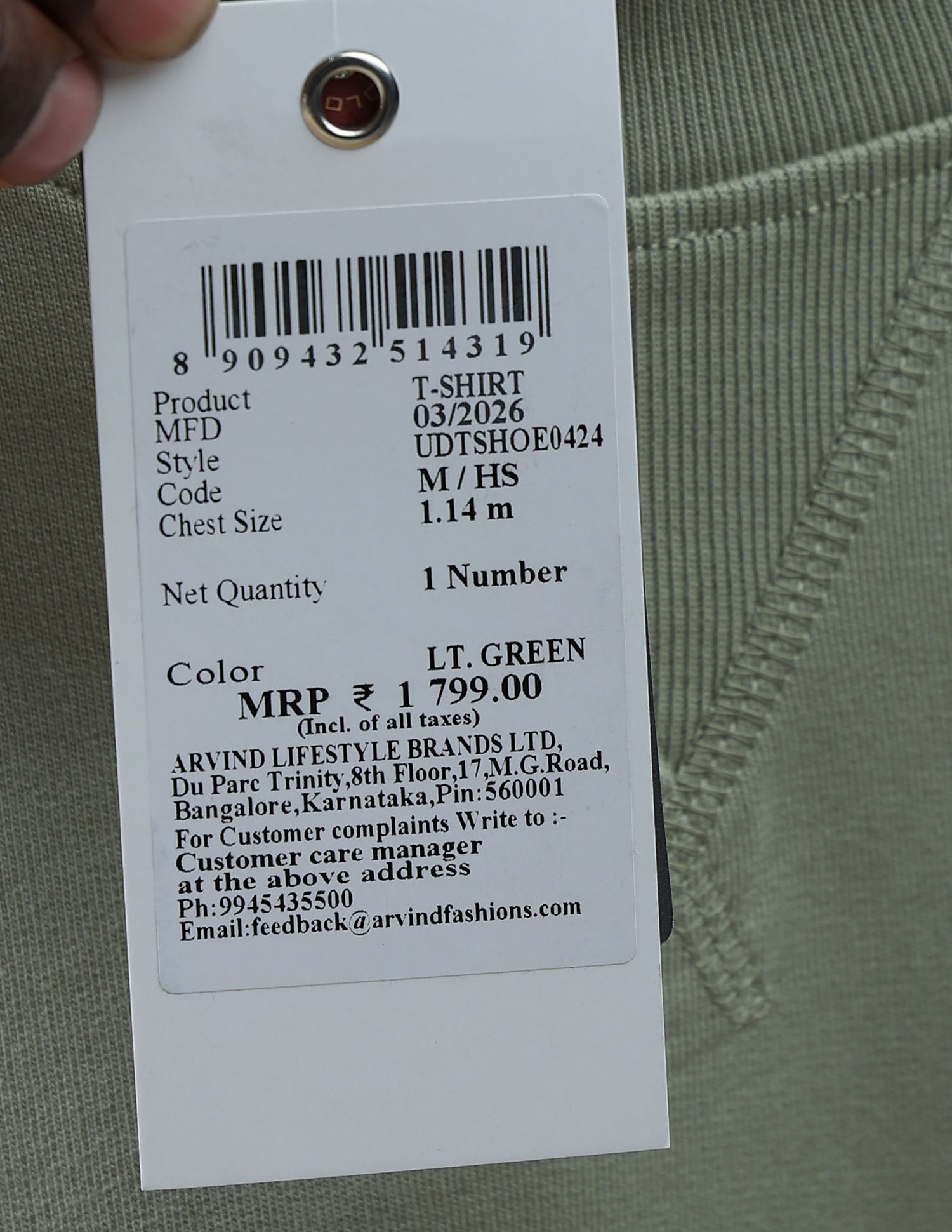 Solid Relaxed Fit T-Shirt Light Green - U.S. Polo Assn. India | Large