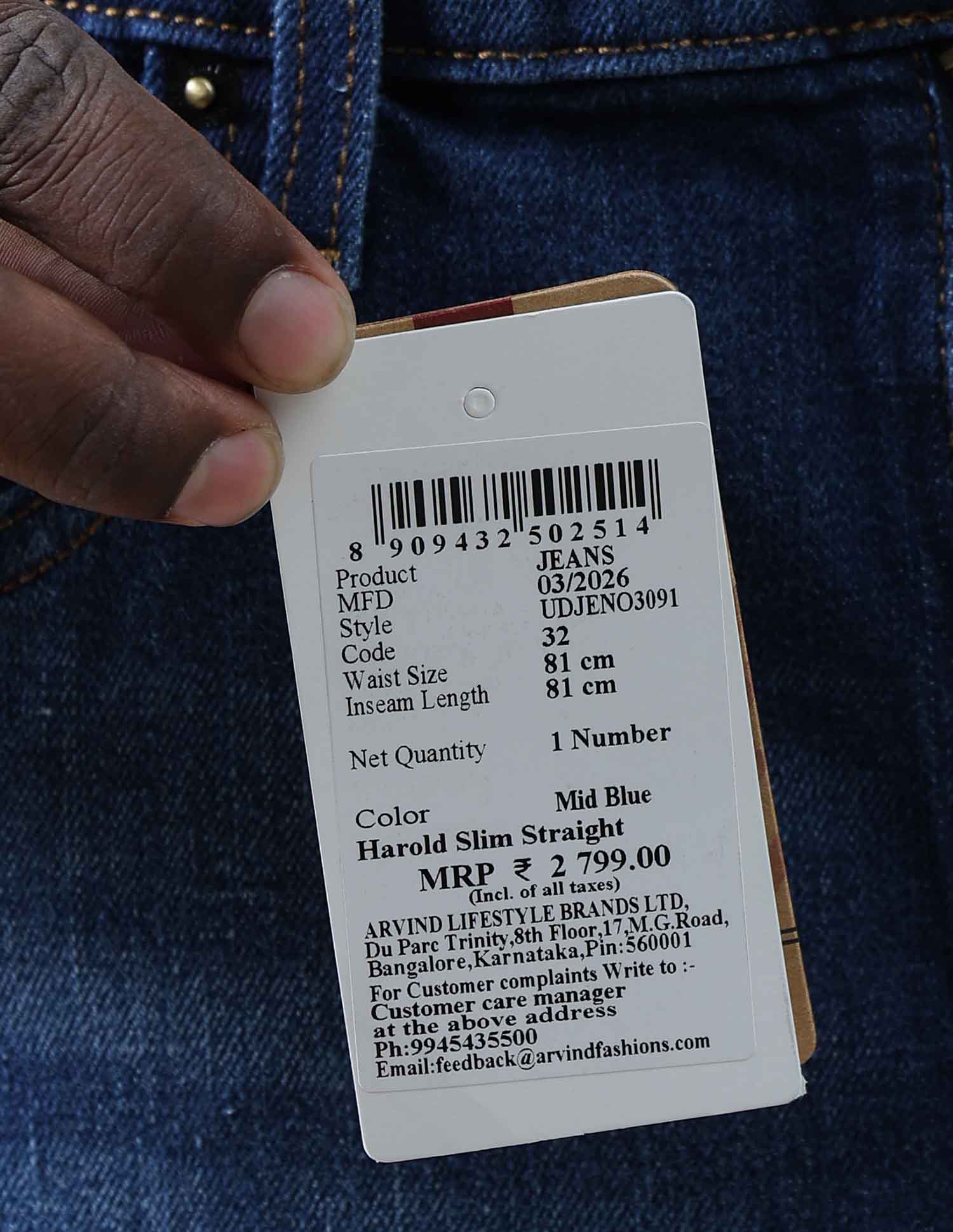 Harold Slim Straight Fit Blue Jeans Mid Blue - U.S. Polo Assn. India | Large