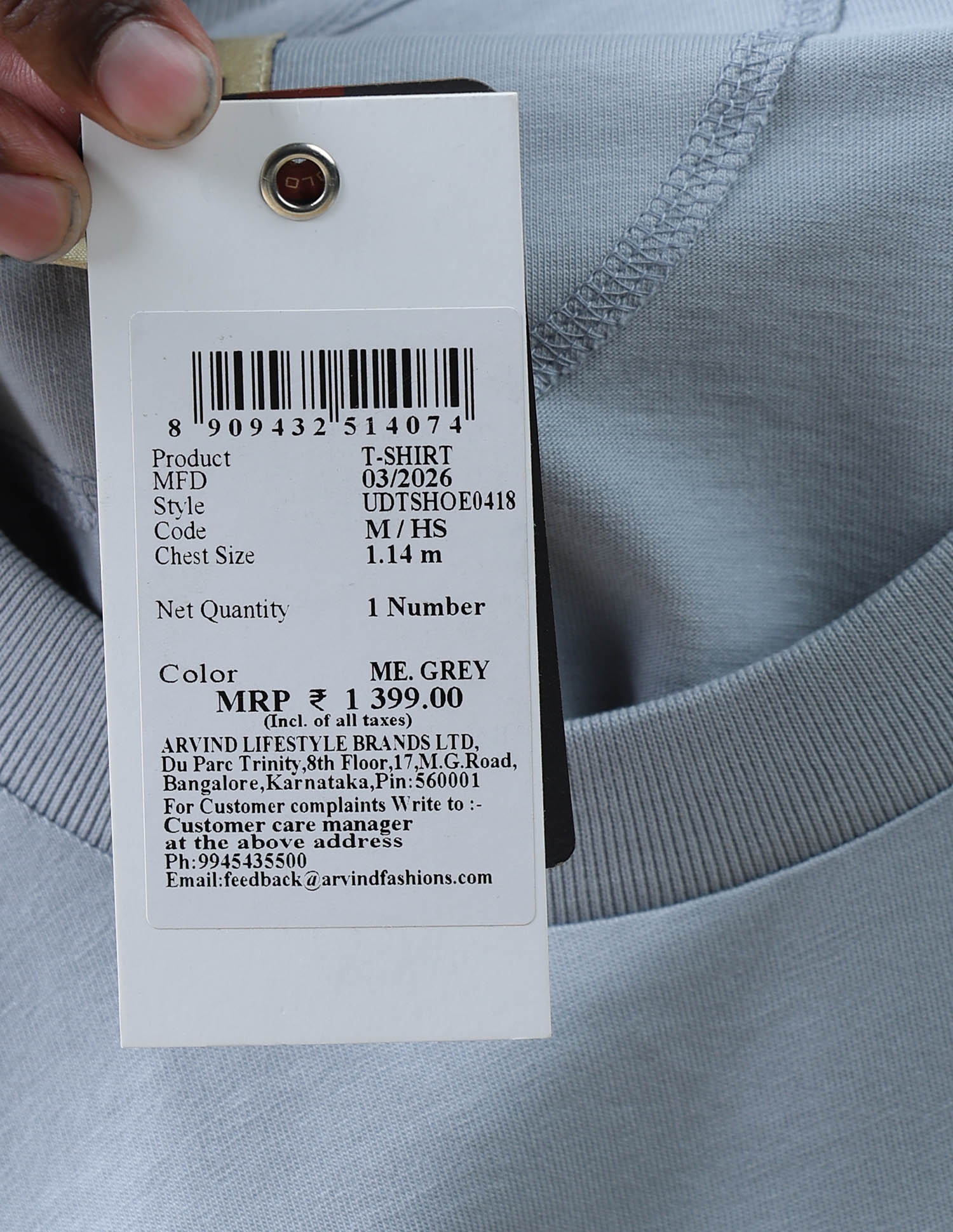 Solid Relaxed Fit T-Shirt Grey - U.S. Polo Assn. India | Large