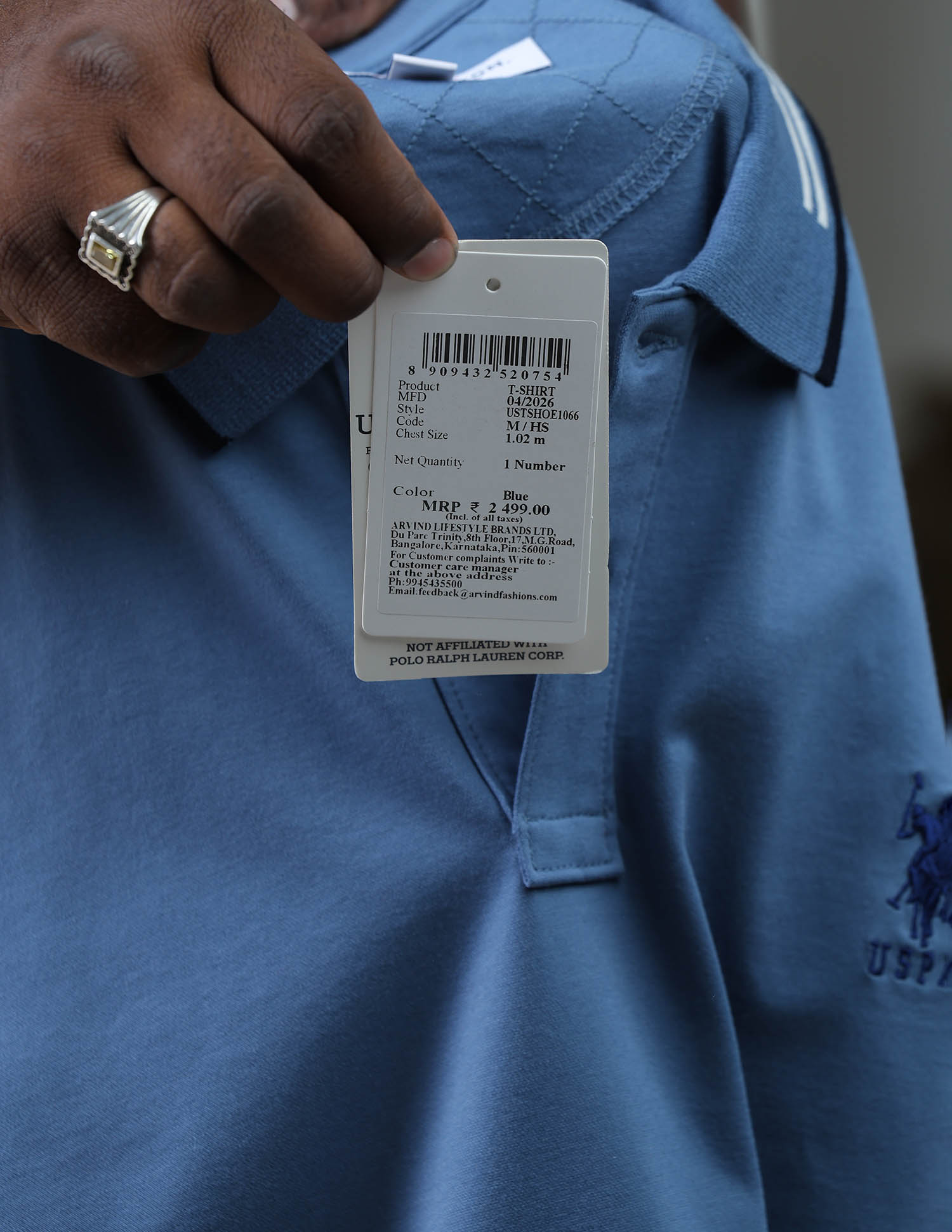 Solid Regular Fit Polo Shirt Blue - U.S. Polo Assn. India | Large