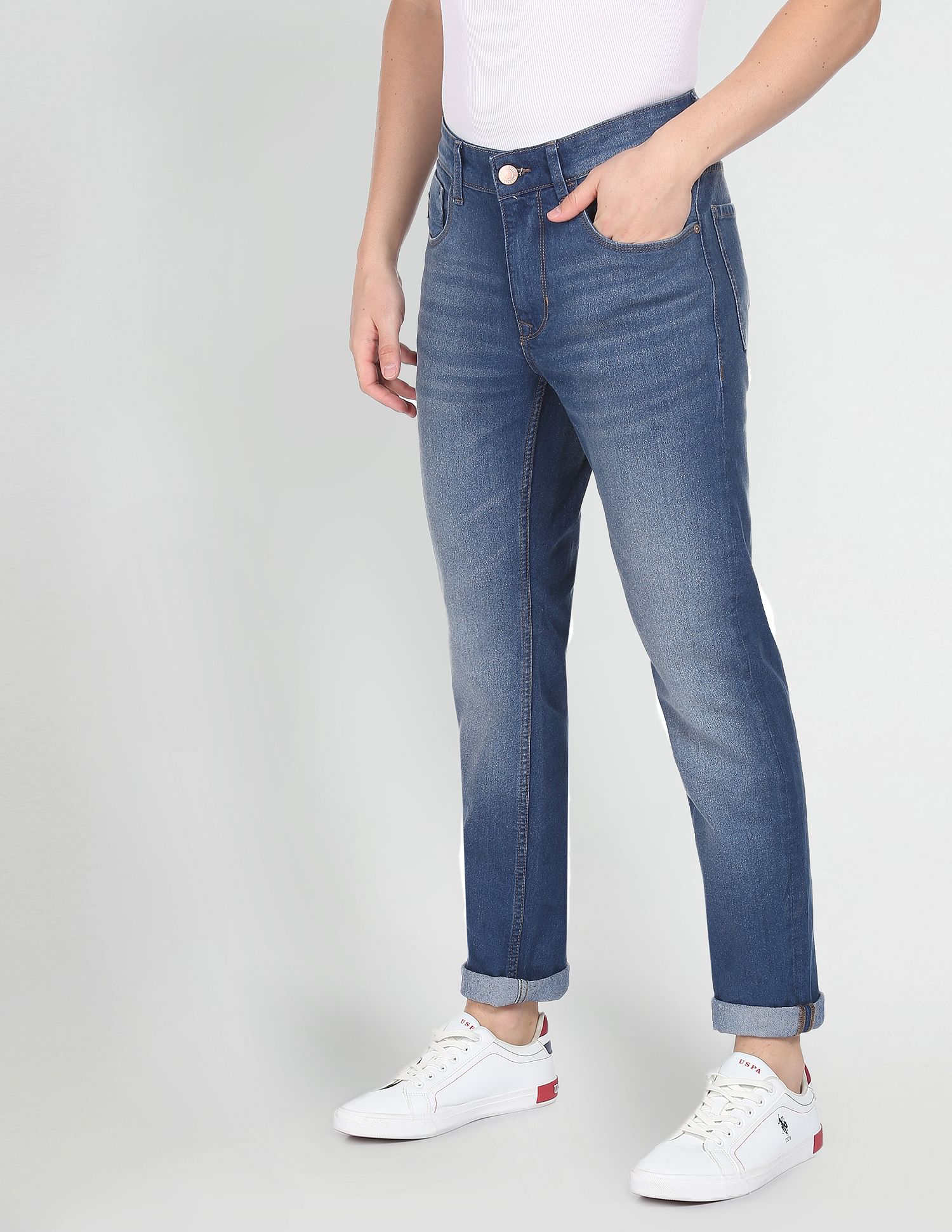 Brandon Slim Tapered Fit Stone Wash Jeans Blue - U.S. POLO ASSN. | Large