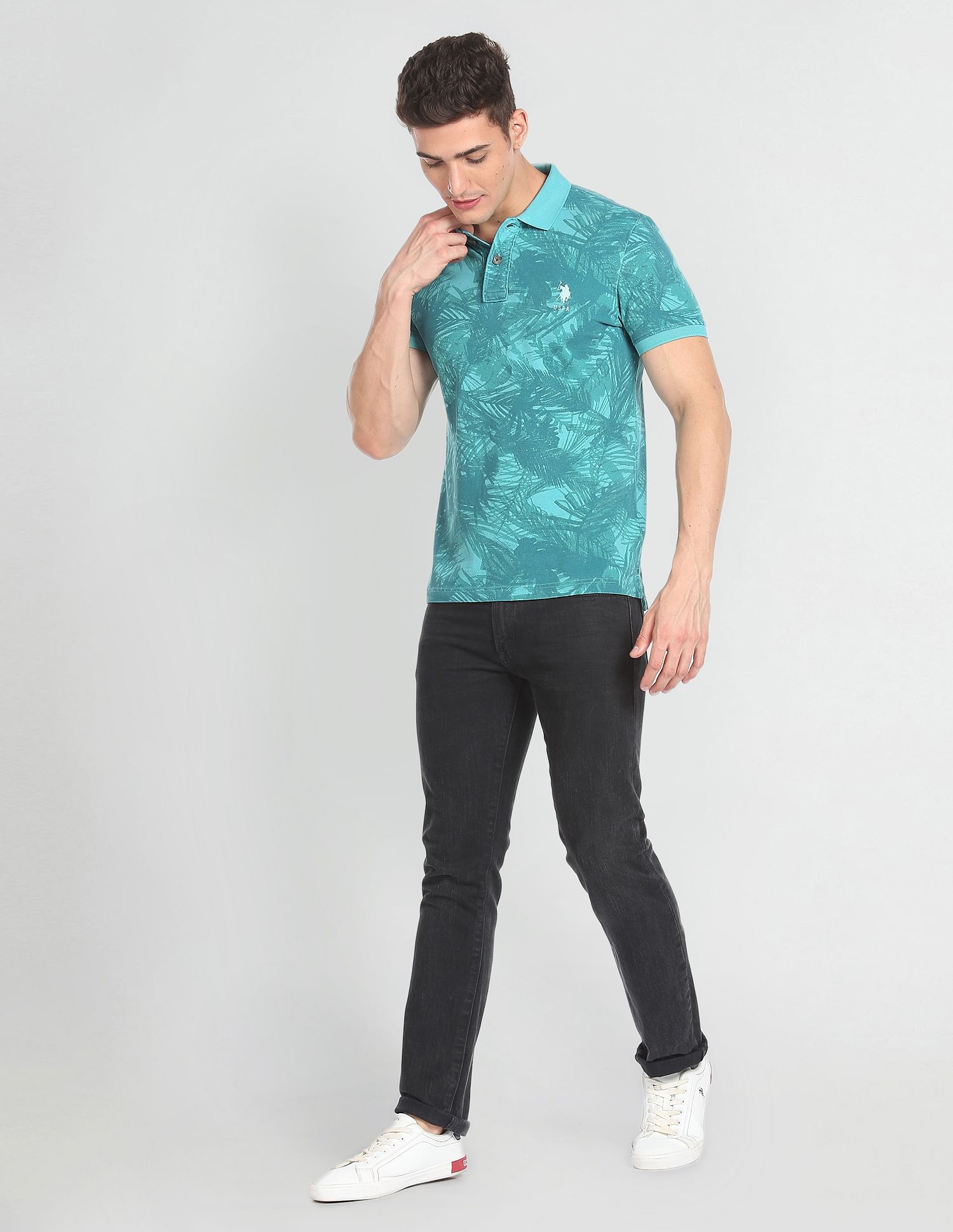 Abstract Racing Polo Buy Men Abstract Print Cotton Polo Shirt Green|U.S. Polo Assn. India