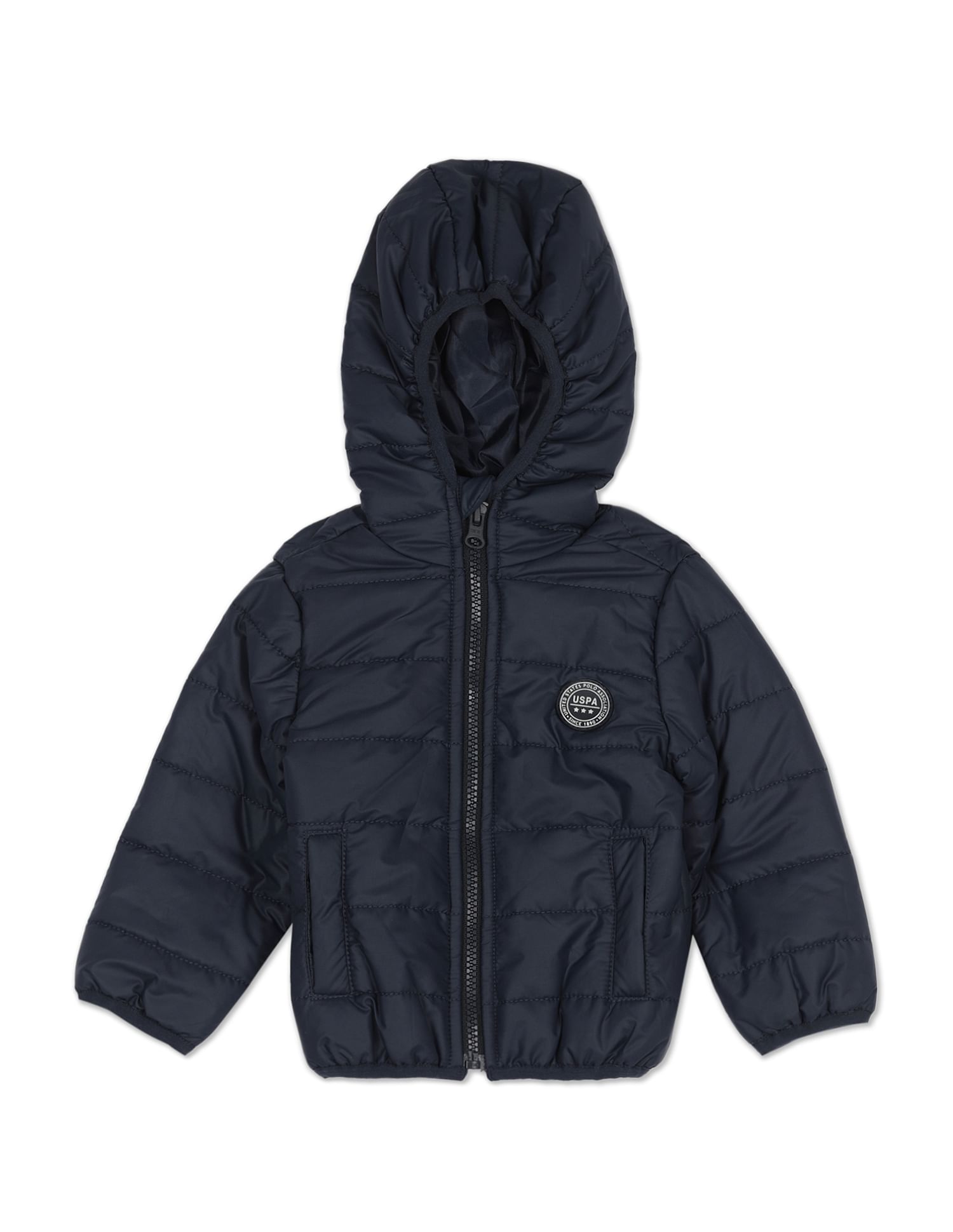 Boys Hooded Solid Puffer Jacket