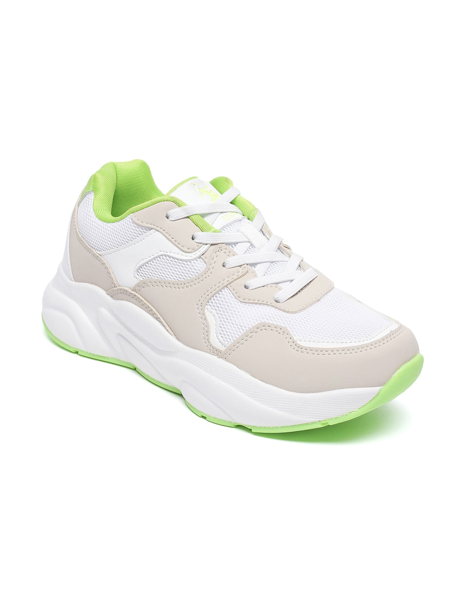 Zuri Panelled Colour Block Lace Up Sneakers Beige - U.S. POLO ASSN. | Large