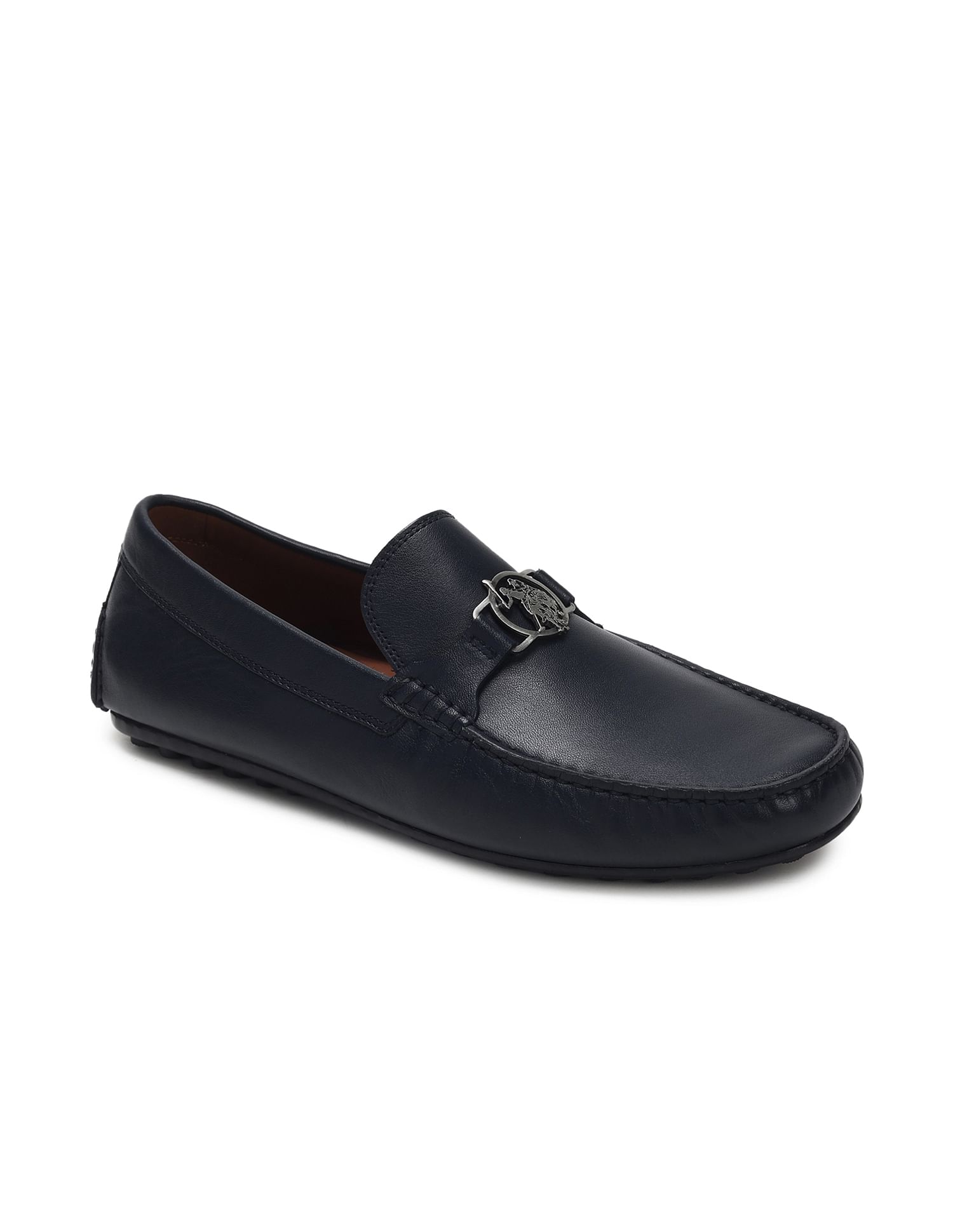 Men Metallic Logo Solid Raptor Slip On Shoes Navy - U.S. Polo Assn. India | Large