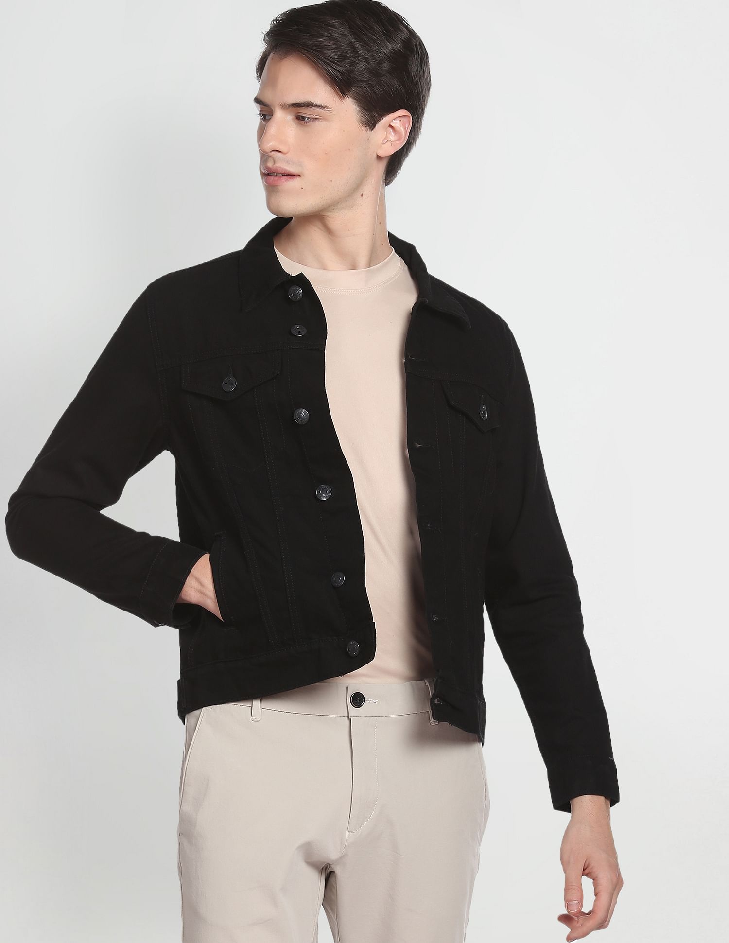 QIMYUM Jean Jacket For Men, Distressed Slim Denim Jacket (Small, Black) at  Amazon Men's Clothing store