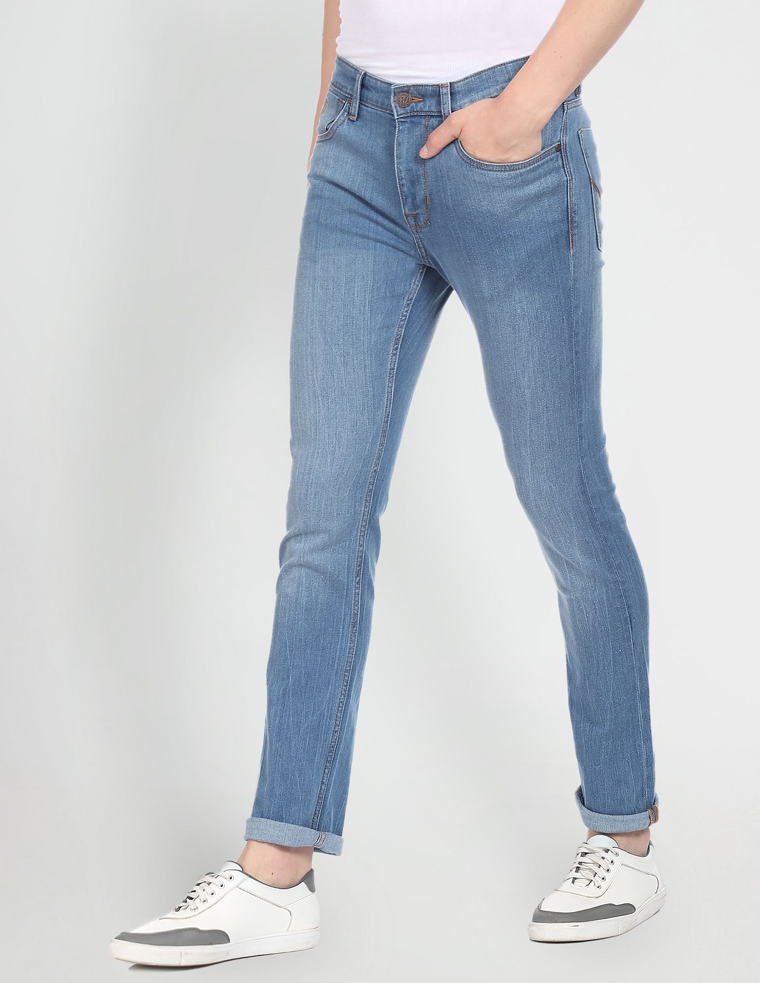 Regallo Skinny Fit Stone Wash Jeans Blue - U.S. Polo Assn. India | Large
