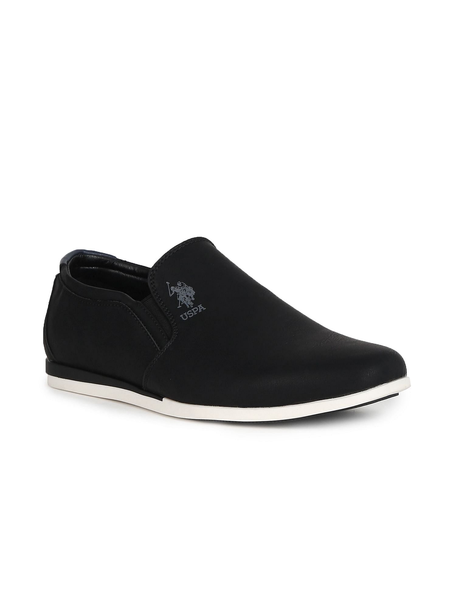 Men Textured Wade Slip On Shoes Black - U.S. Polo Assn. India | Large