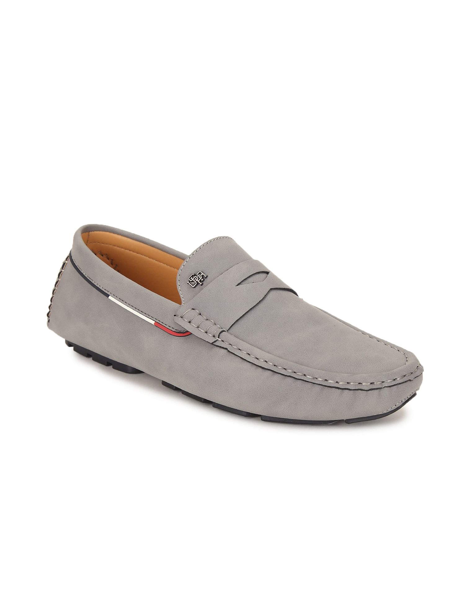 Men Round Toe Textured Curt Shoes Grey - U.S. Polo Assn. India | Large