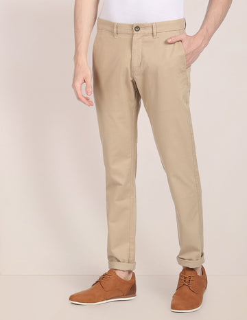 Buy Men Khaki Slim Fit Solid Casual Trousers Online  622285  Allen Solly