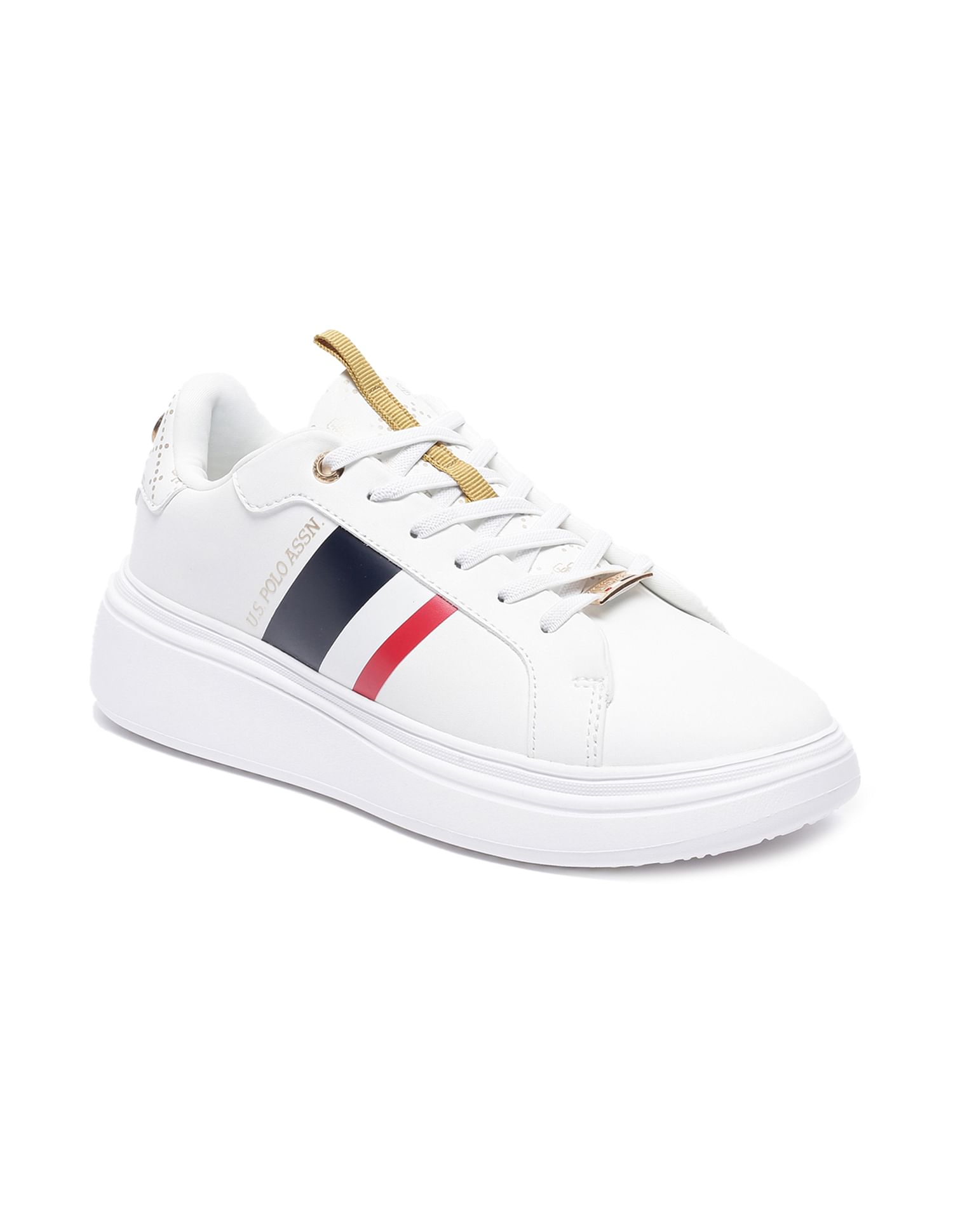 Women Brand Stripe Clara Sneakers Off White - U.S. POLO ASSN. | Large