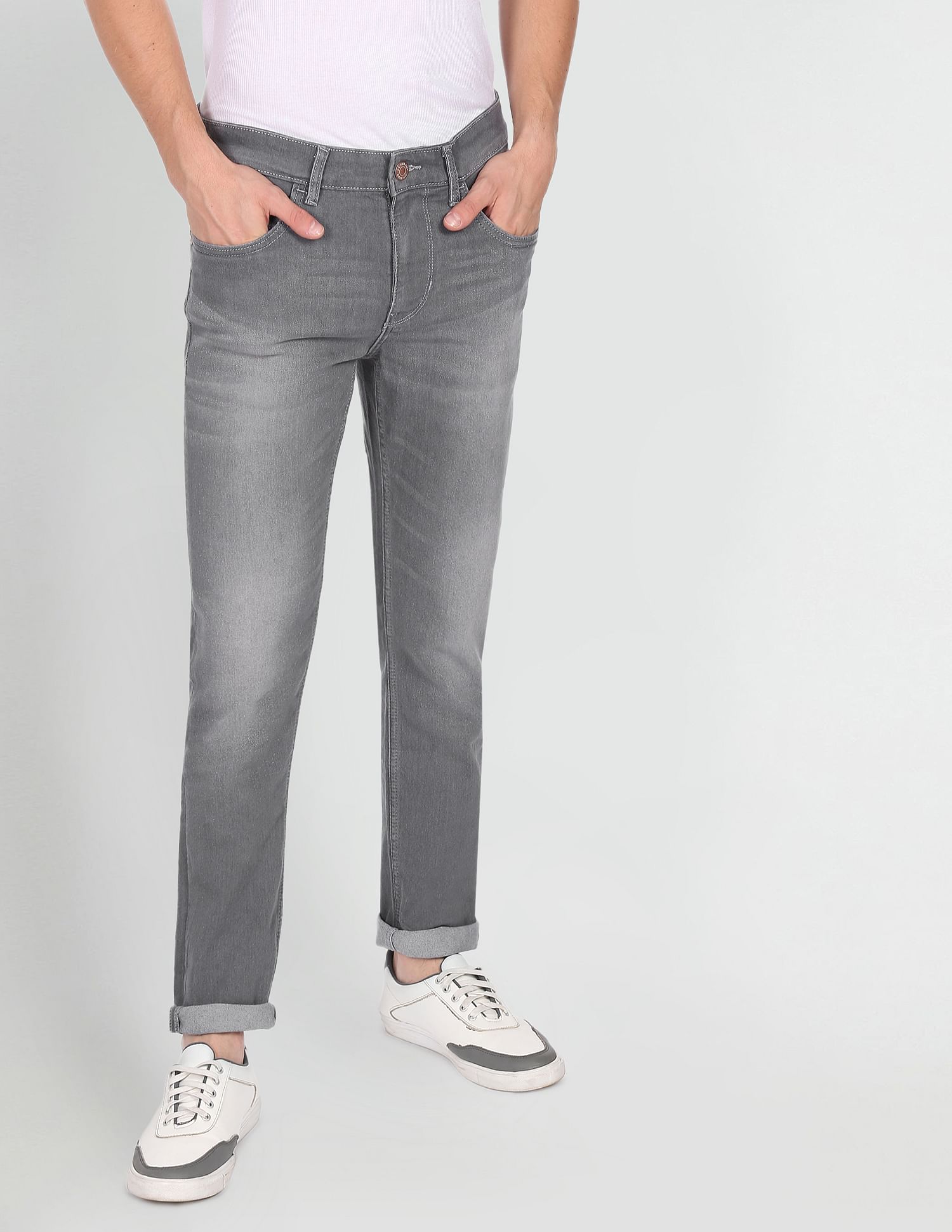Men Grey Brandon Slim Tapered Fit Mid Rise Jeans – U.S. Polo Assn. India