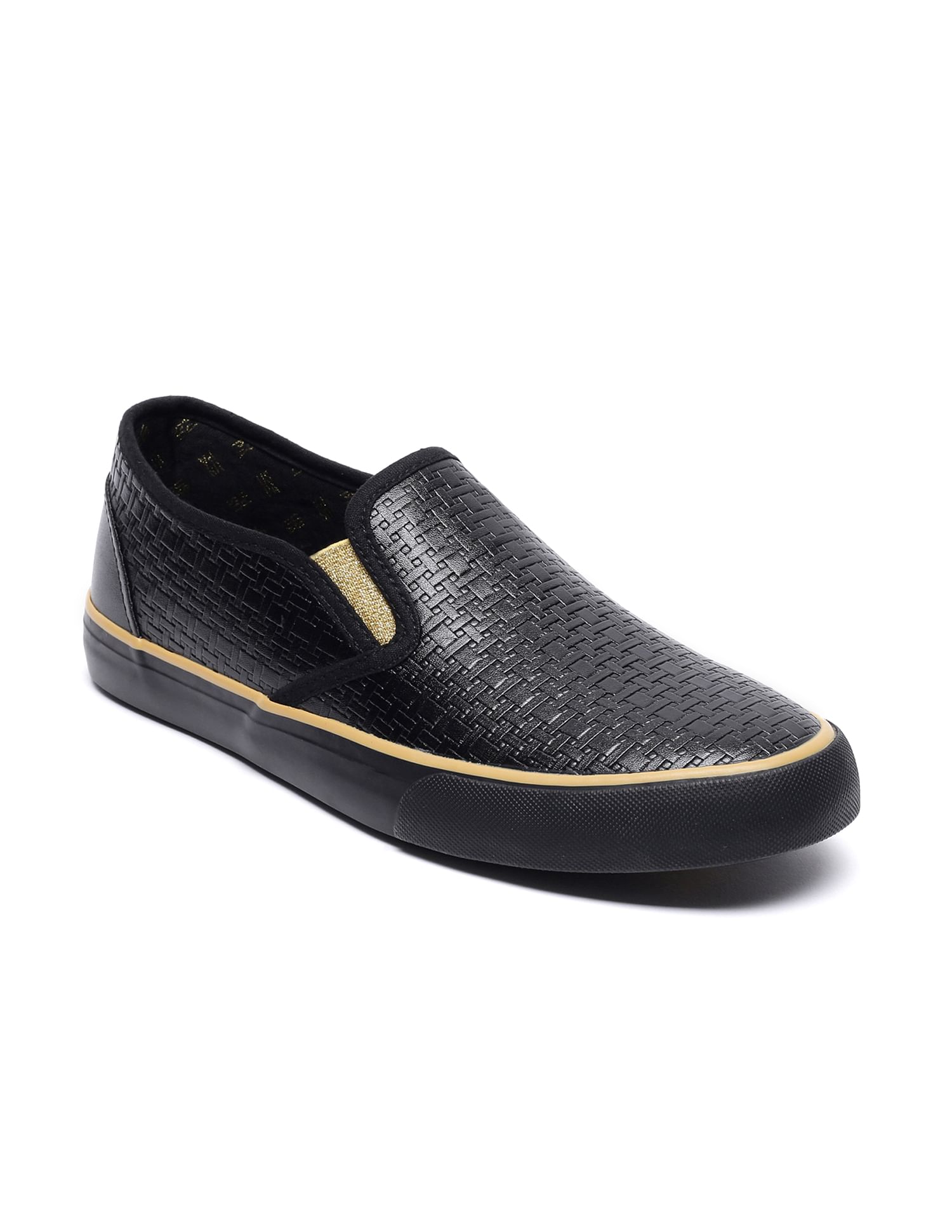 Black Anna Canvas Textured Slip On Shoes – U.S. Polo Assn. India