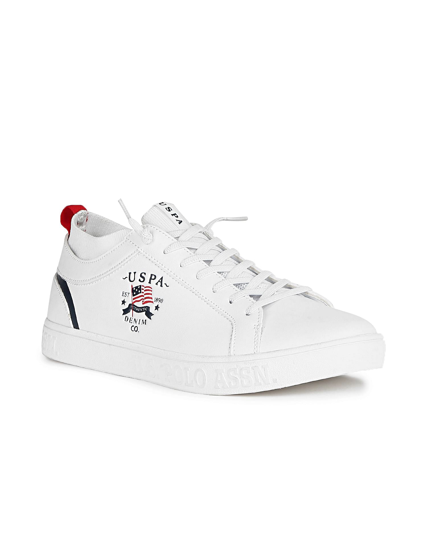 Men Round Toe Logo Hafer Sneakers White - U.S. Polo Assn. India | Large