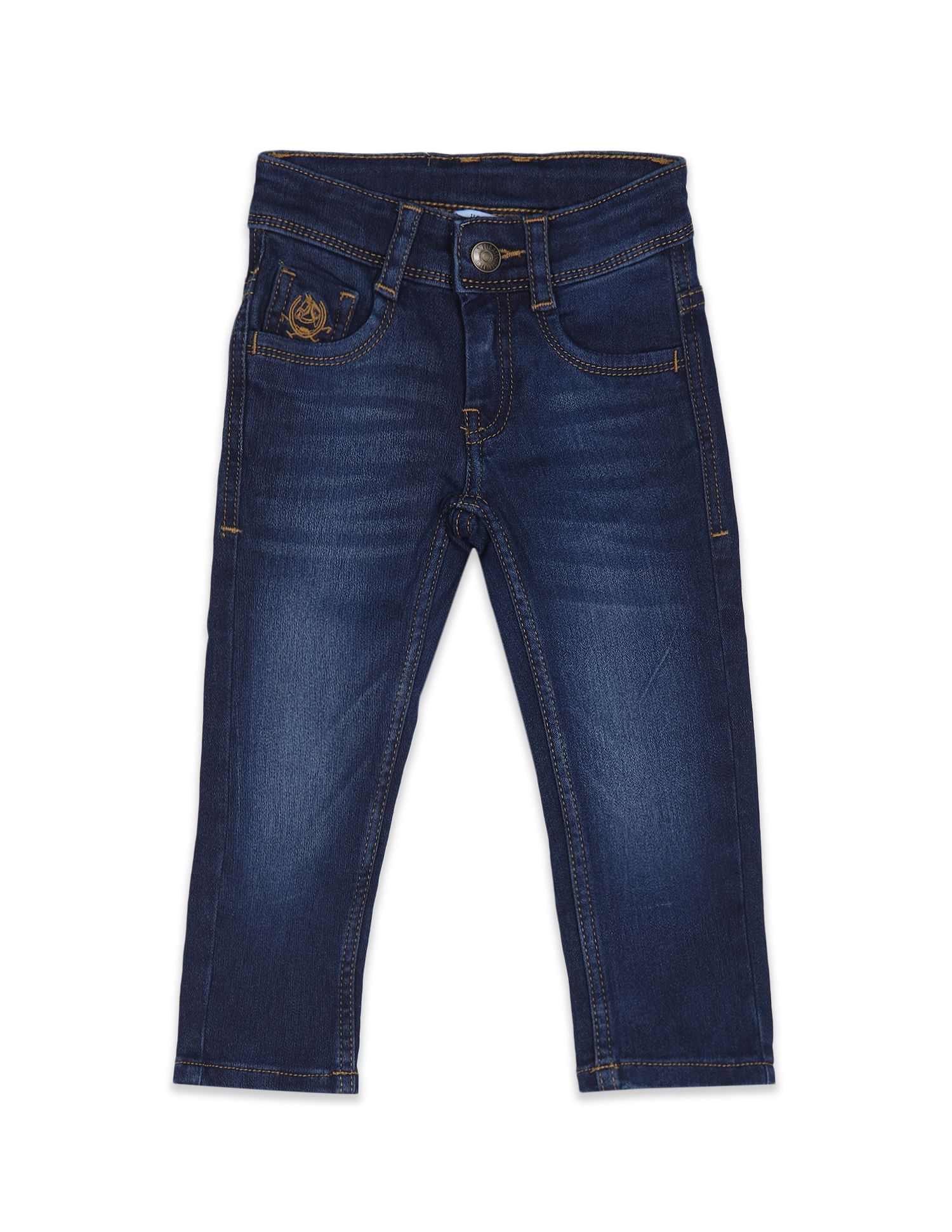 Boys Dark Blue Mid Rise Stone Wash Jeans Dark Blue - U.S. Polo Assn. India | Large