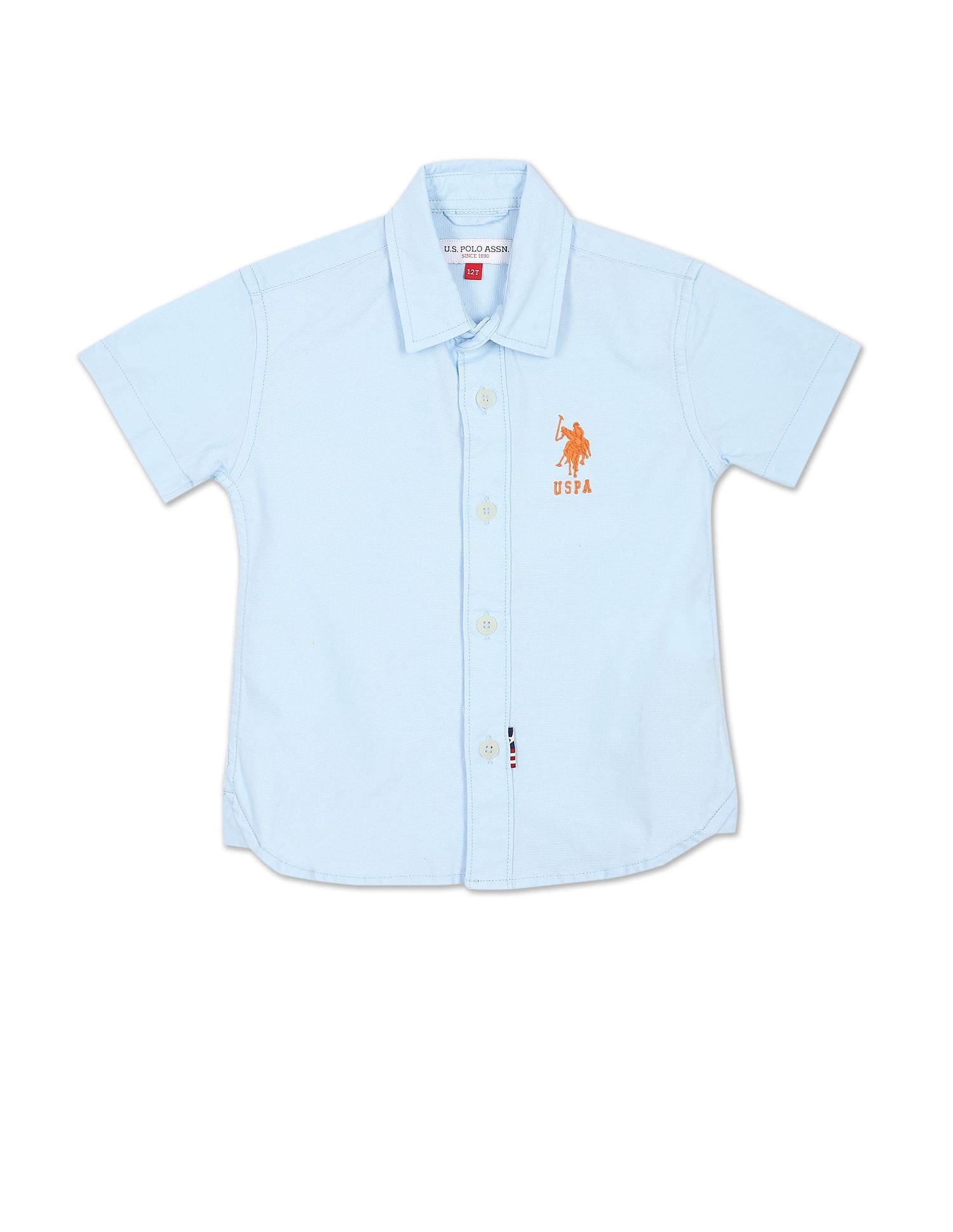 Spread Collar Solid Casual Shirt Light Blue - U.S. Polo Assn. India | Large