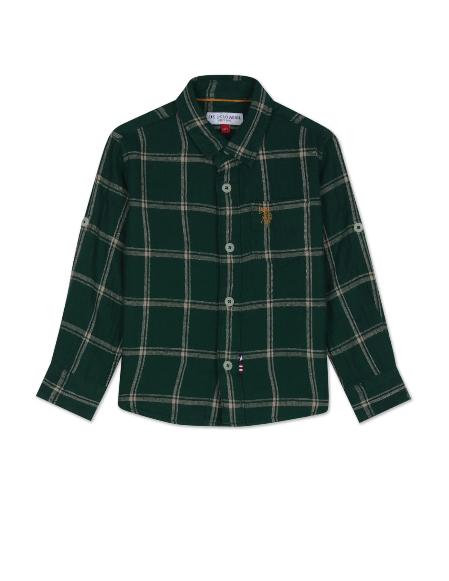 Boys Herringbone Weave Check Pure Cotton Shirt