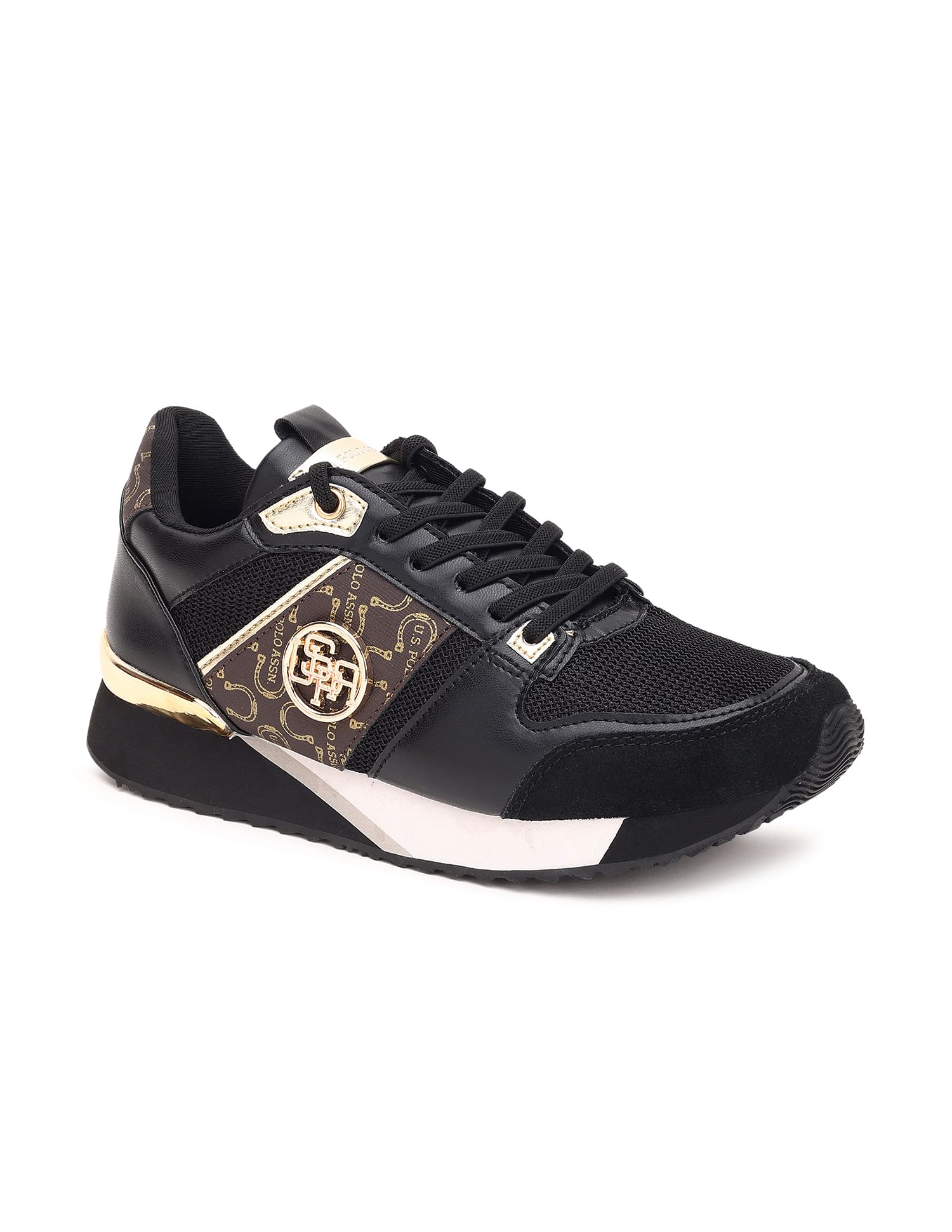 Metallic Accent Colour Block Stella Sneakers Black - U.S. POLO ASSN. | Large