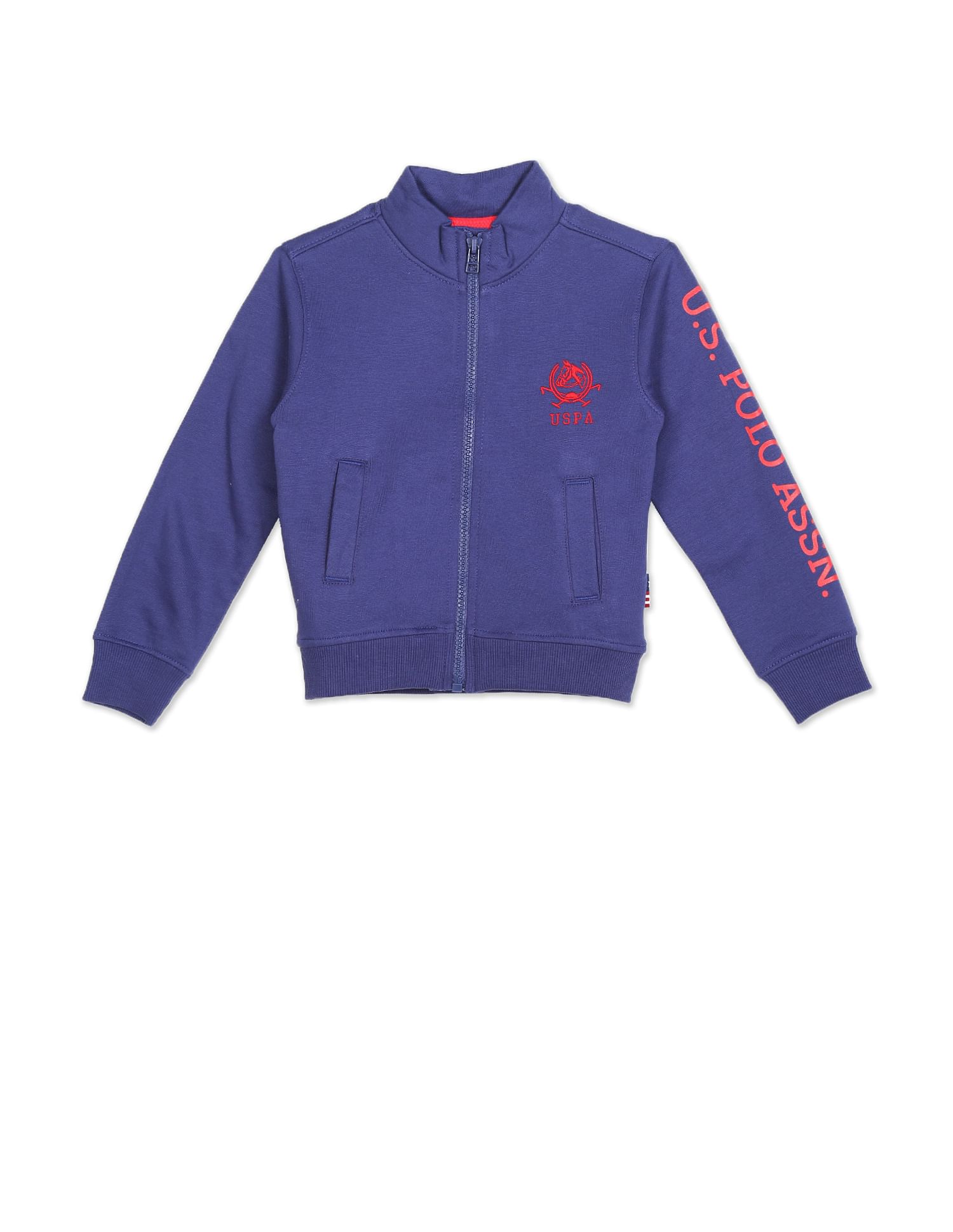 High Neck Contrast Brand Print Sweatshirt