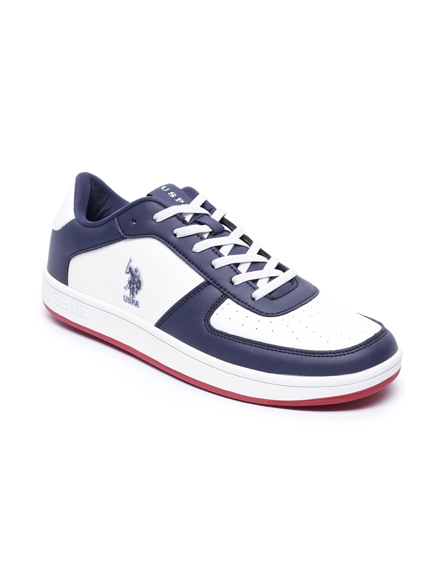 Colour Block Perforated Rein Sneakers Dark Blue and White - U.S. Polo Assn. India | Large