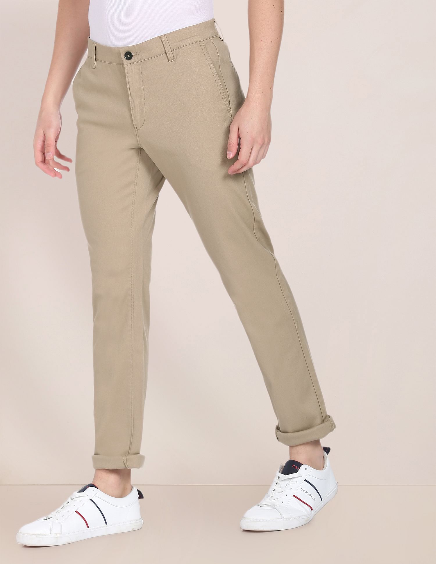 US POLO ASSN Casual Trousers  Buy US POLO ASSN Slim Fit Solid Casual  Trousers Online  Nykaa Fashion