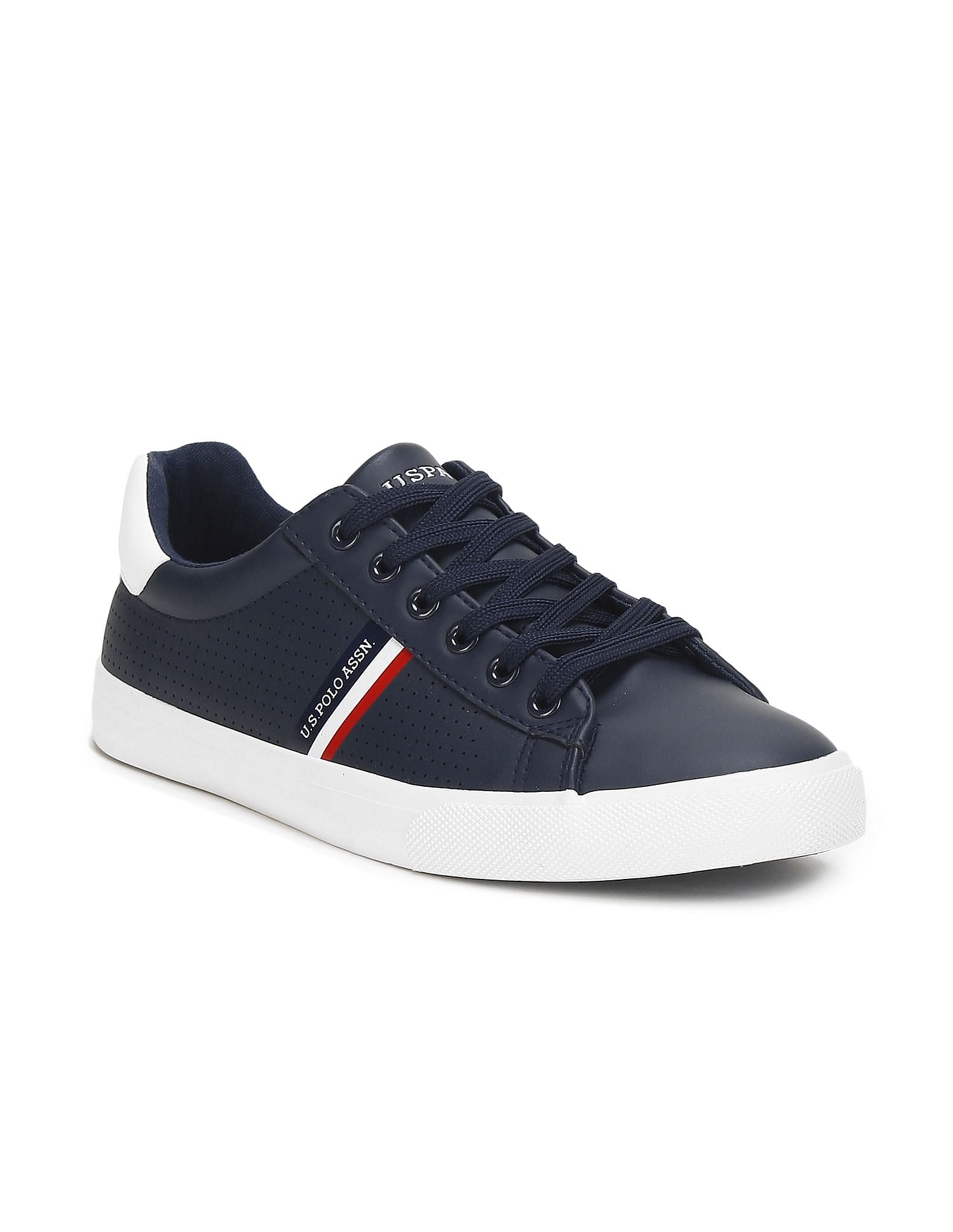 Men Perforated Lace Up Capron Sneakers Navy - U.S. Polo Assn. India | Large