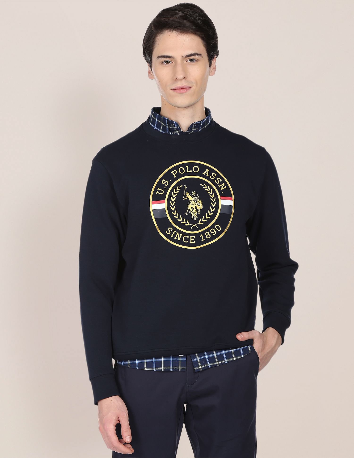 Crew Neck Brand Print Sweatshirt