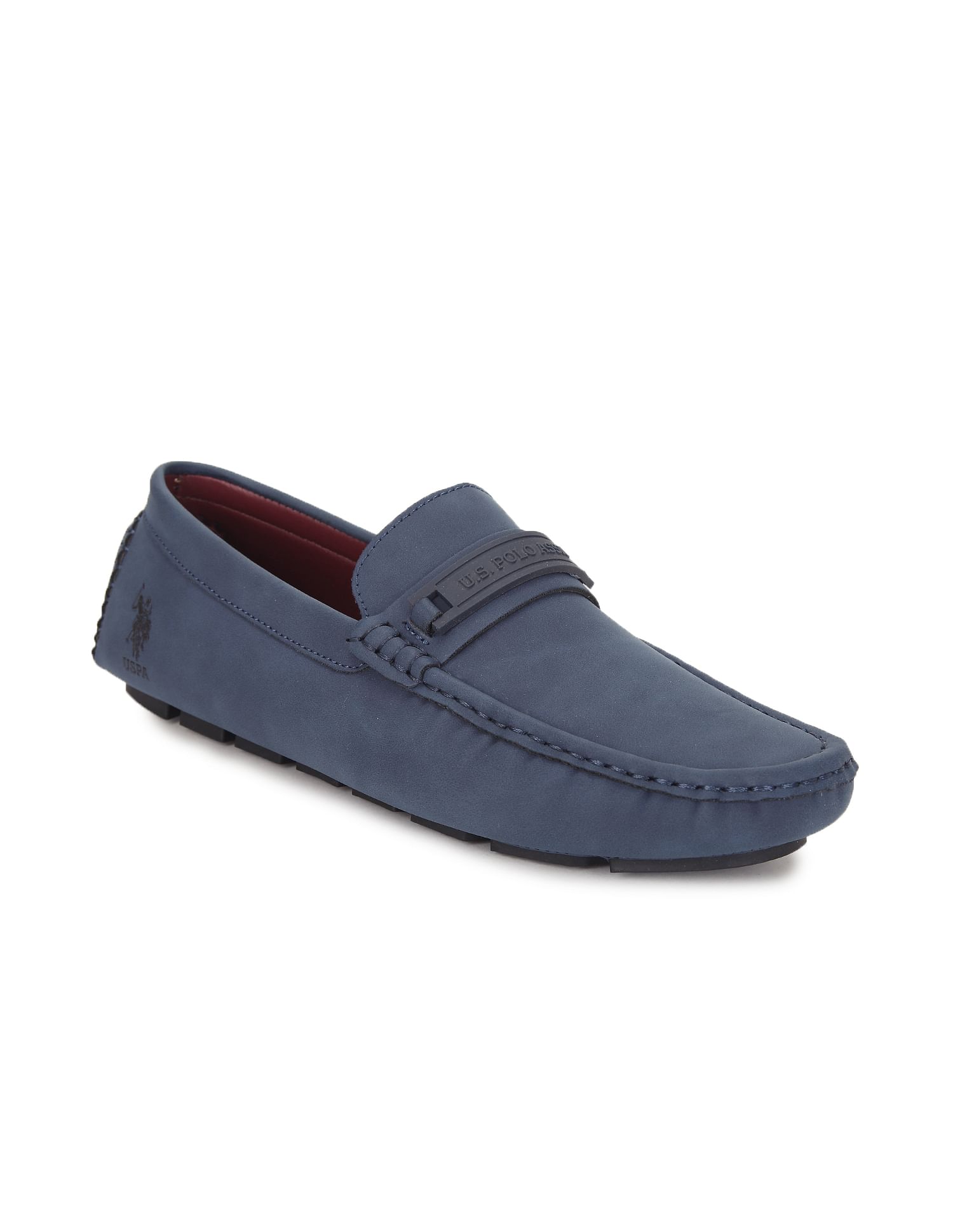 Men Round Toe Textured Scott Shoes Navy - U.S. POLO ASSN. | Large