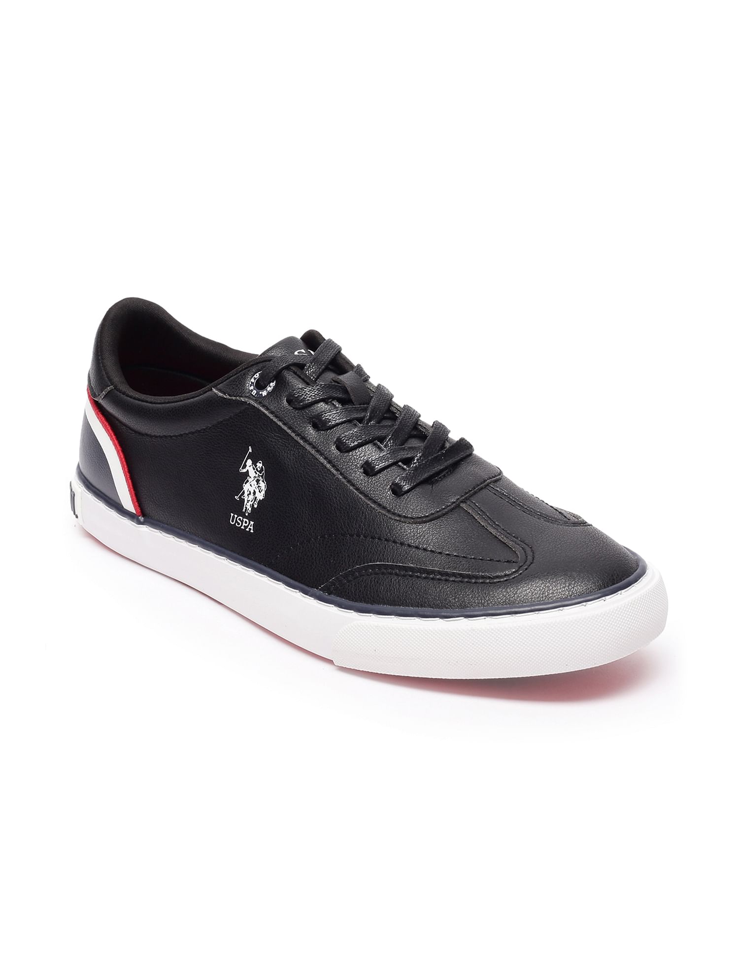Men Round Toe Solid Oskar Sneakers Black - U.S. Polo Assn. India | Large