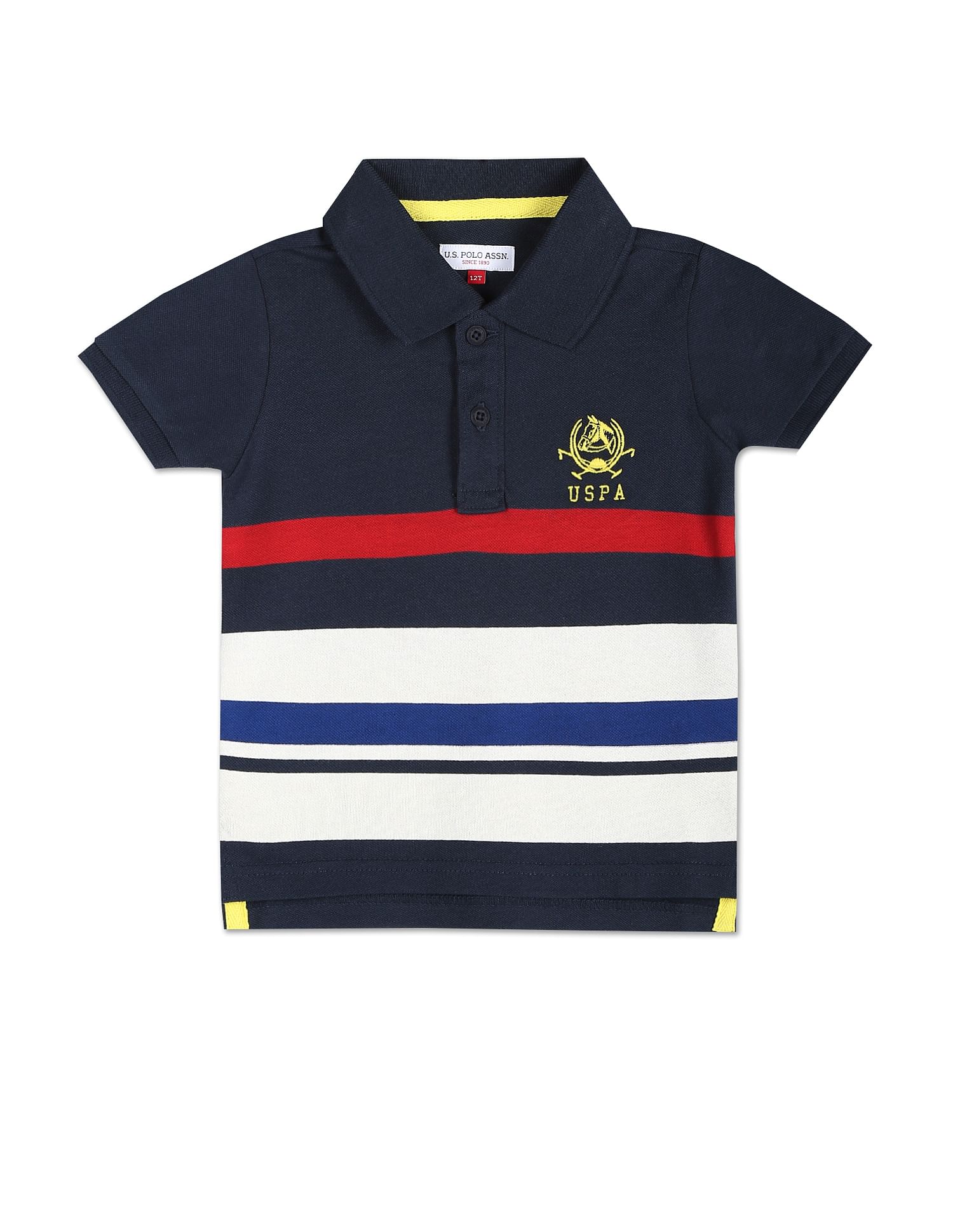 Boys Navy Horizontal Stripe Cotton Pique Polo Shirt – U.S. Polo Assn. India