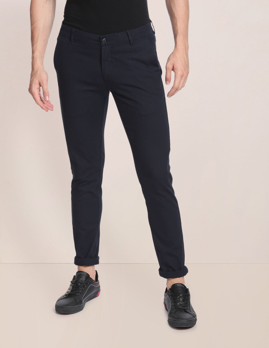 Buy U.S. Polo Assn. Austin Trim Fit Textured Casual Trousers - NNNOW.com