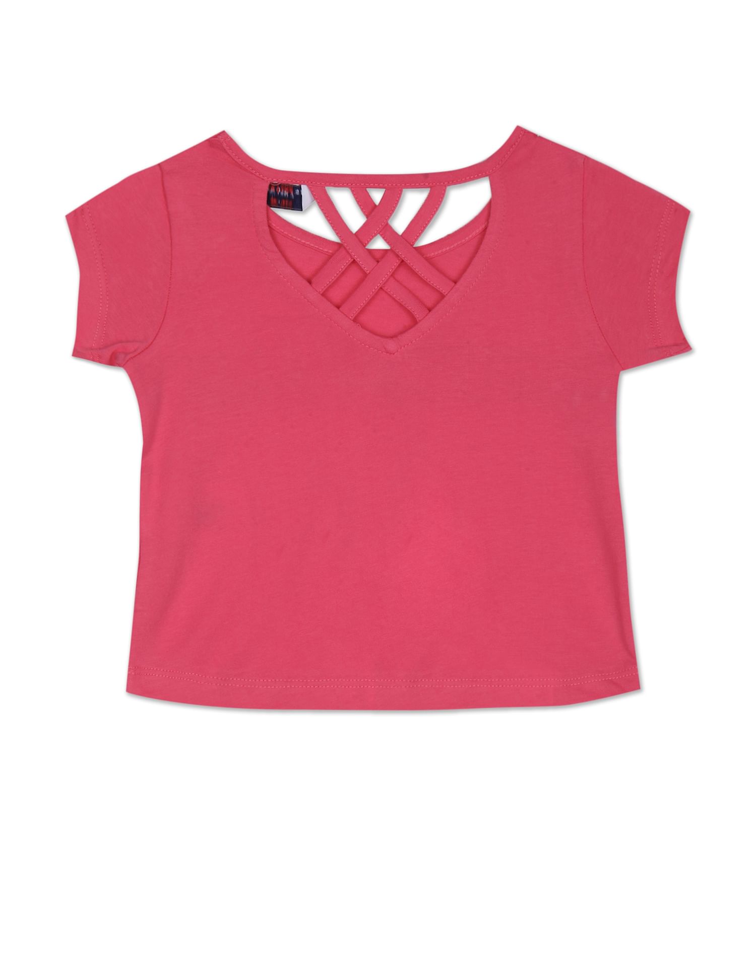 Round Neck Brand Print T-Shirt Pink - U.S. POLO ASSN. | Large