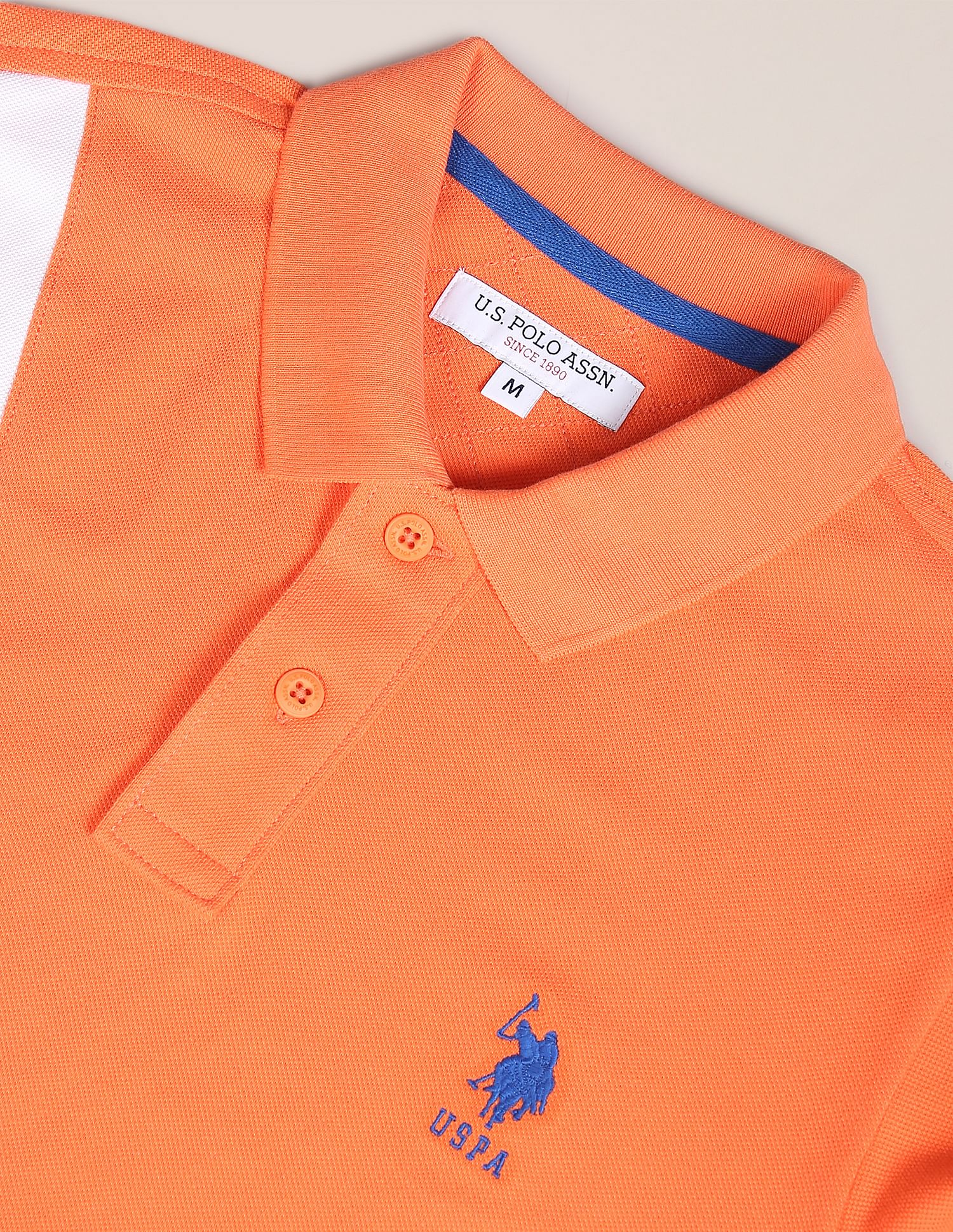 Colour Block Cotton Polo Shirt Orange - U.S. POLO ASSN. | Large