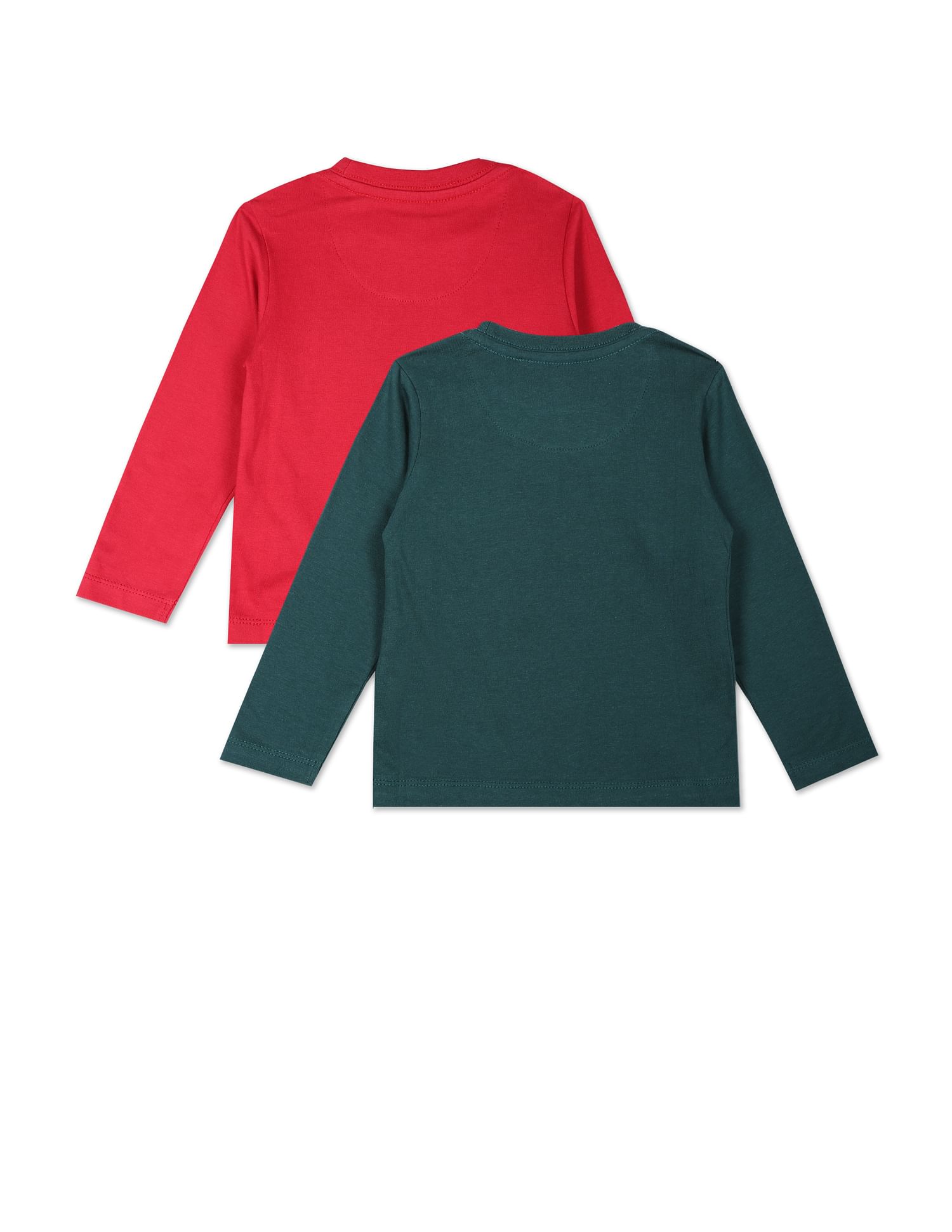 Crew Neck Brand Print T-Shirt - Pack Of 2 Red and Green - U.S. POLO ASSN. | Large