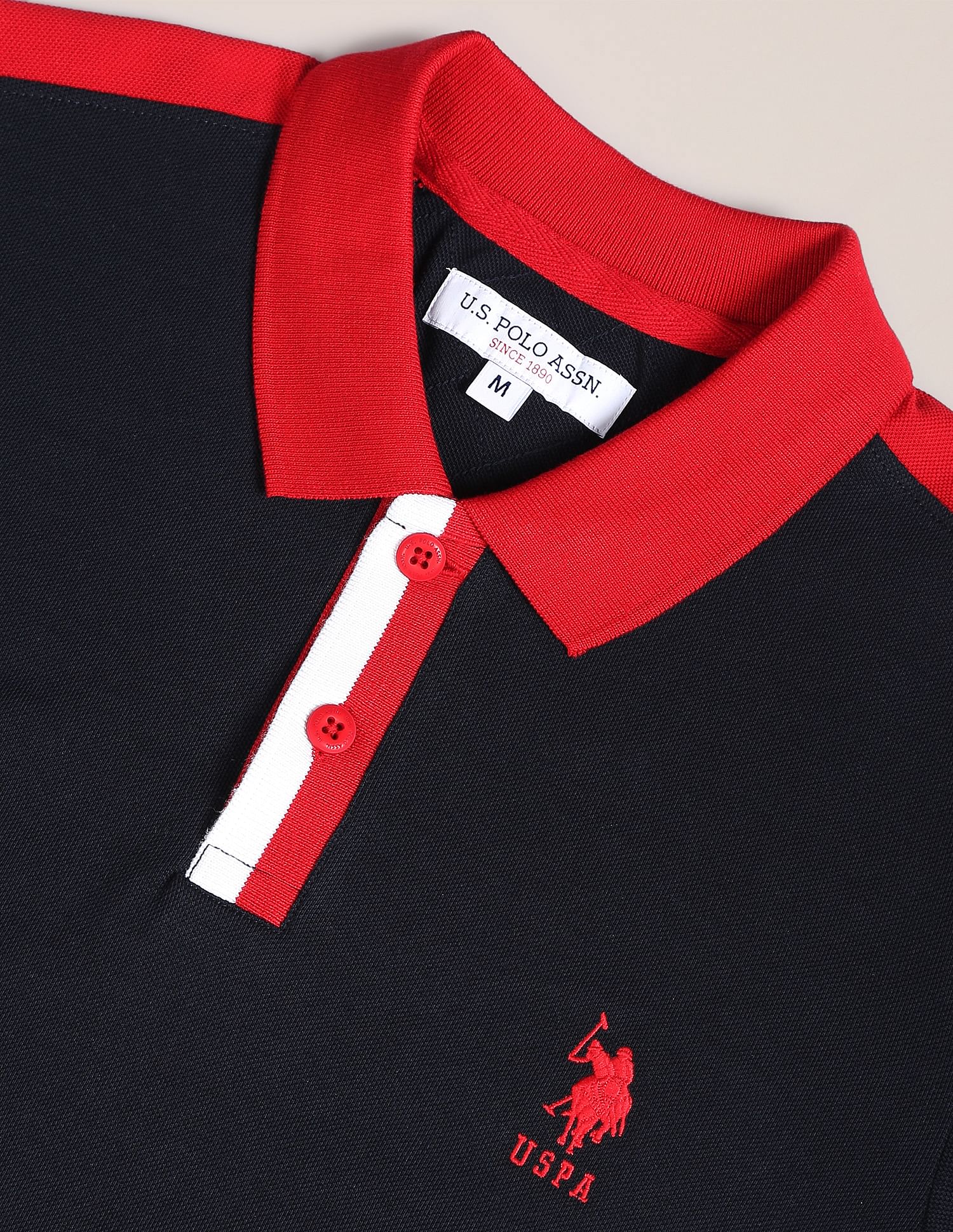 Striped Sleeve Cotton Polo Shirt Navy - U.S. POLO ASSN. | Large